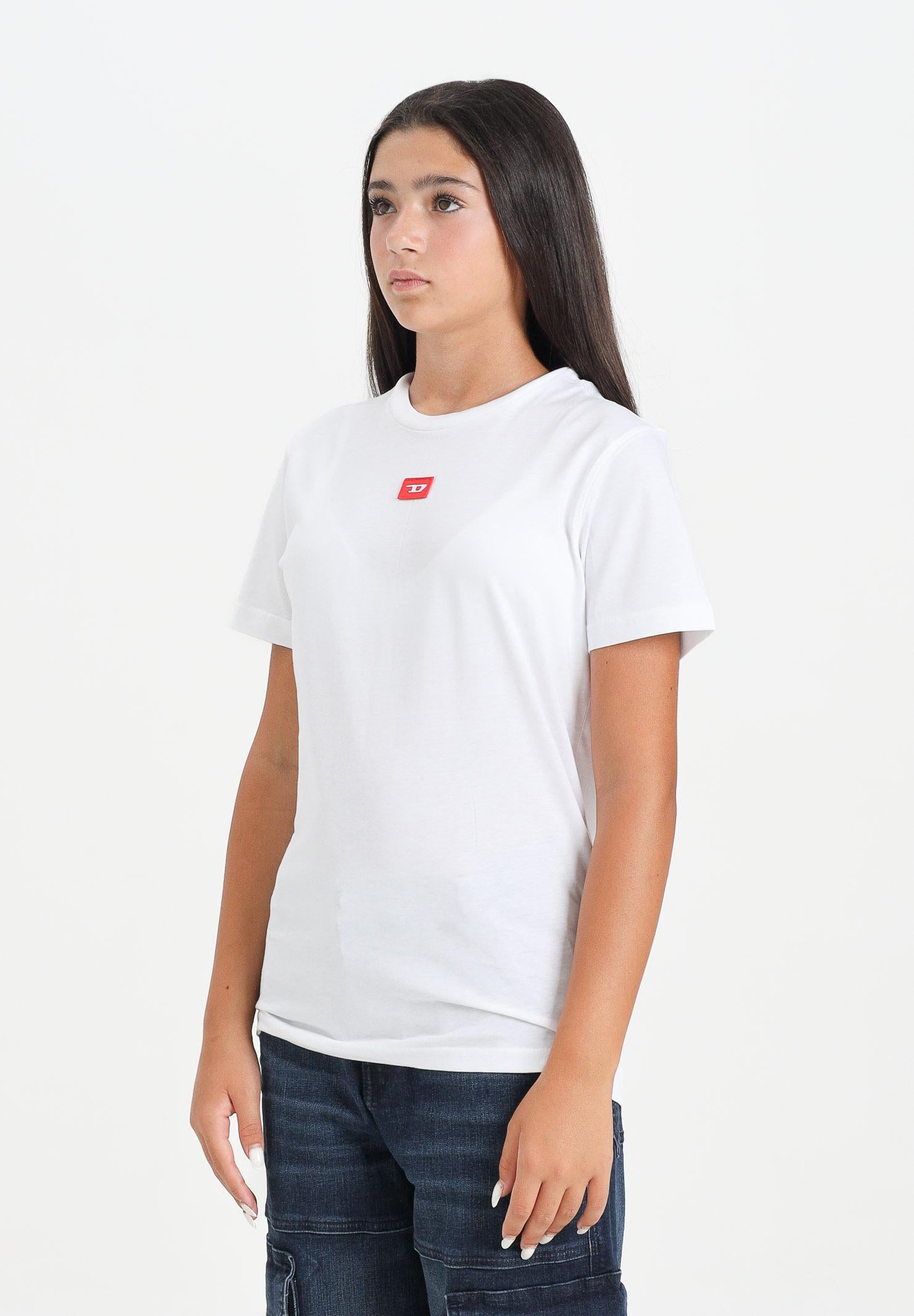 DIESEL T-shirt a manica corta bianca per donna, ragazzi e bambini con logo J025010GRAI K100 DIESEL