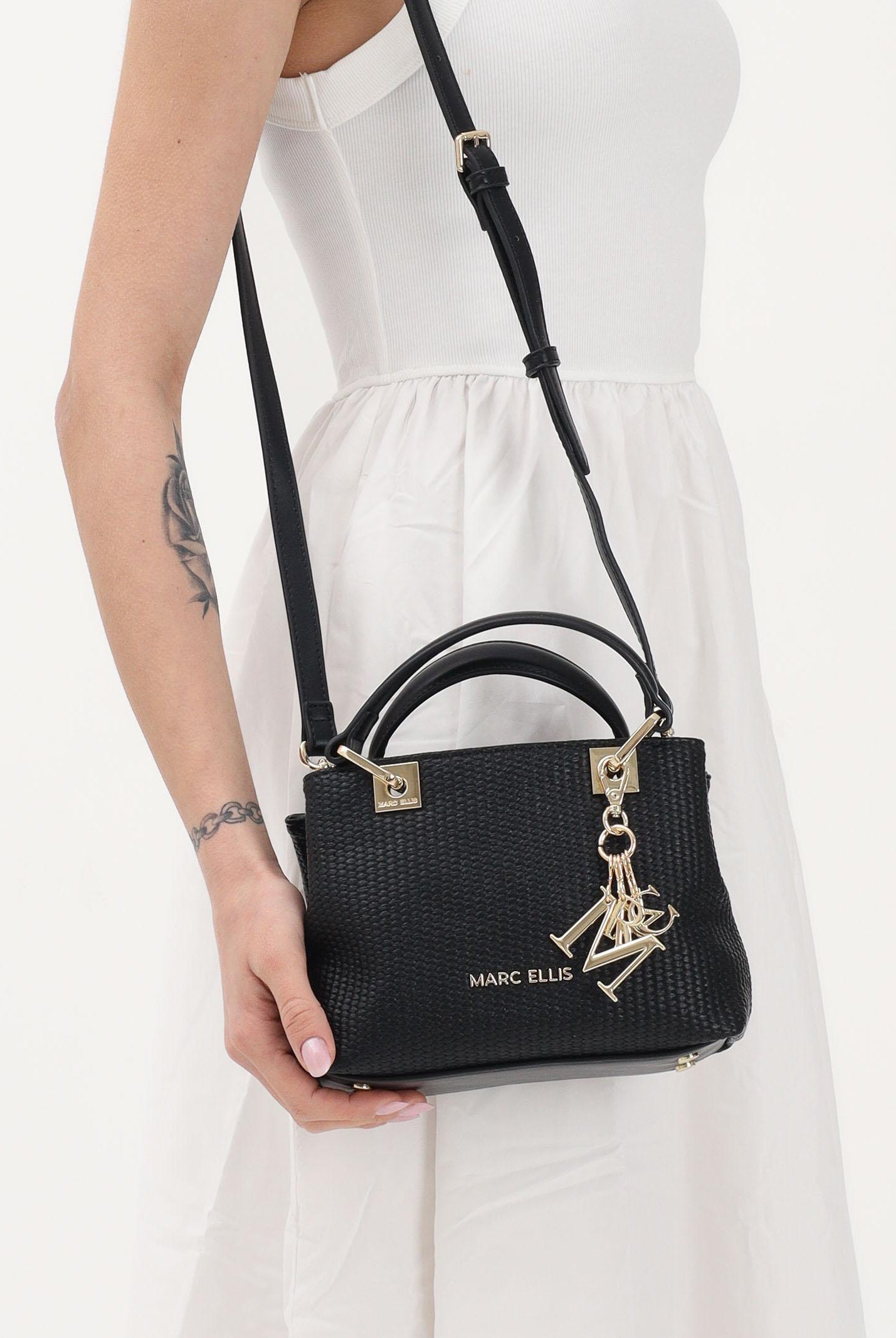 MARC ELLIS Borsa a mano Krissy S Straw nera da donna KRISSY-S-STRAW BL MARC ELLIS