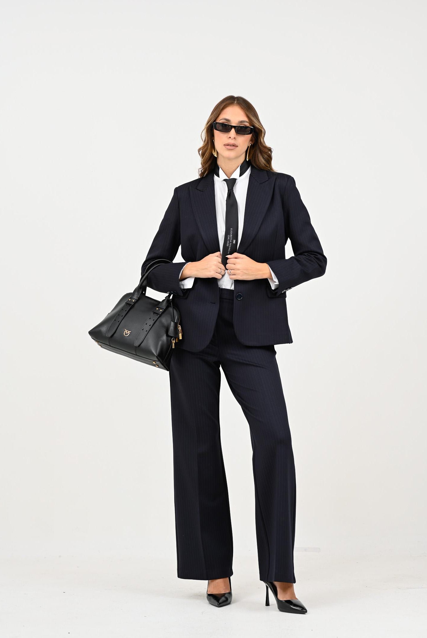 VICOLO Giacca blu da donna con motivo gessato TF0143 FFBL VICOLO