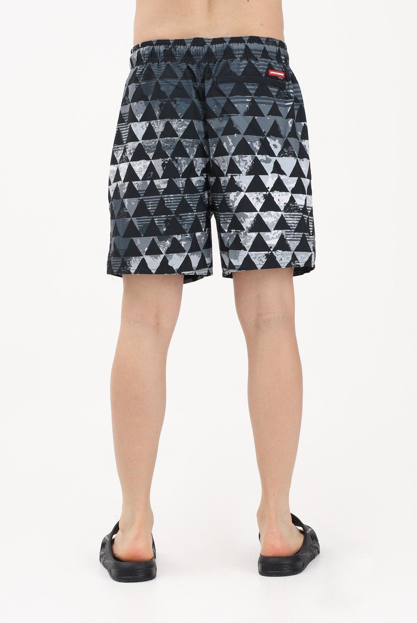 SPRAYGROUND Shorts mare PIXEL MOUTH nero, grigio e bianco da uomo 910SWM2058 . SPRAYGROUND