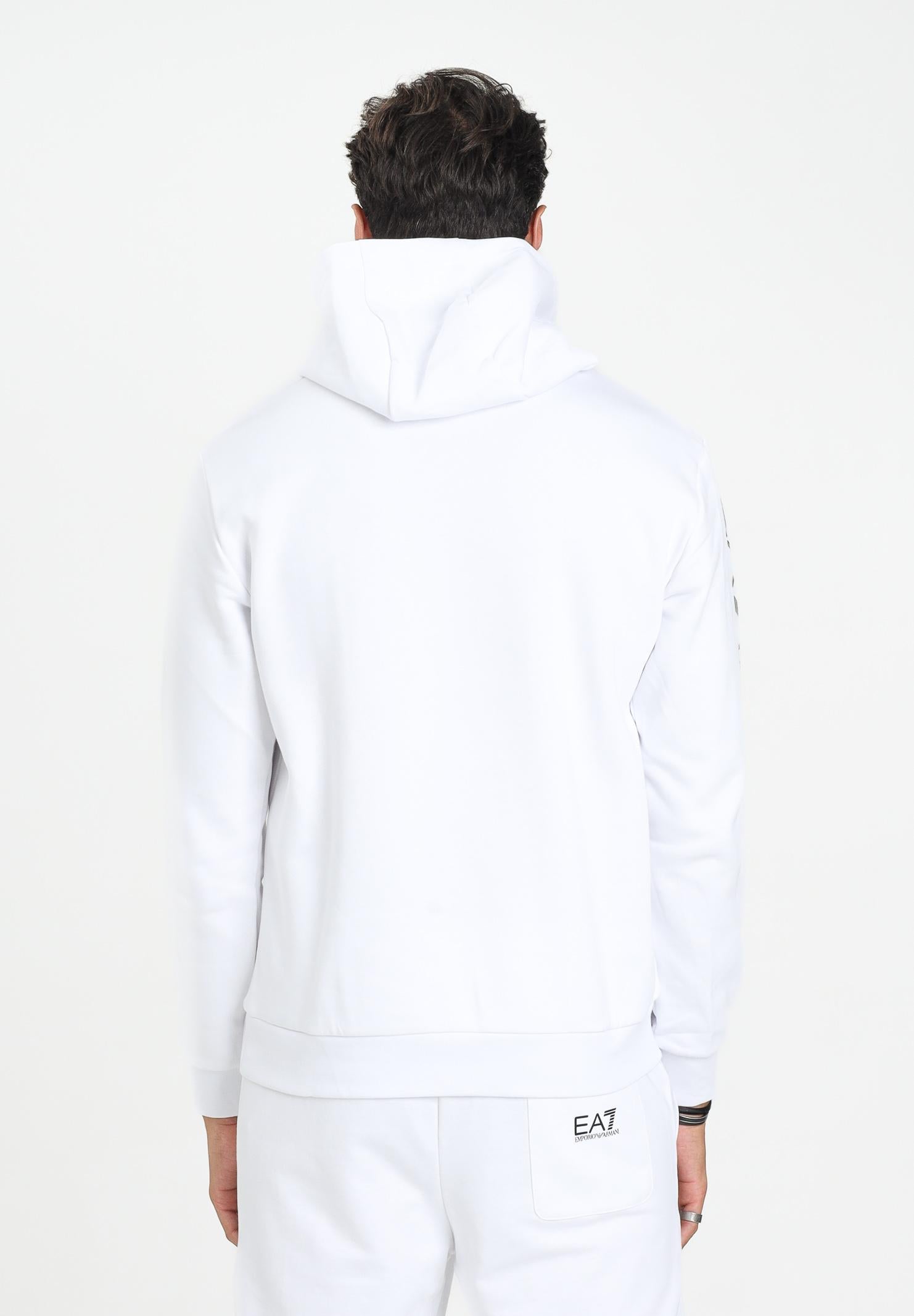 EA7 Felpa con cappuccio bianca da uomo rifinita da stampa logo 7M000570AF10377 M0003 EA7