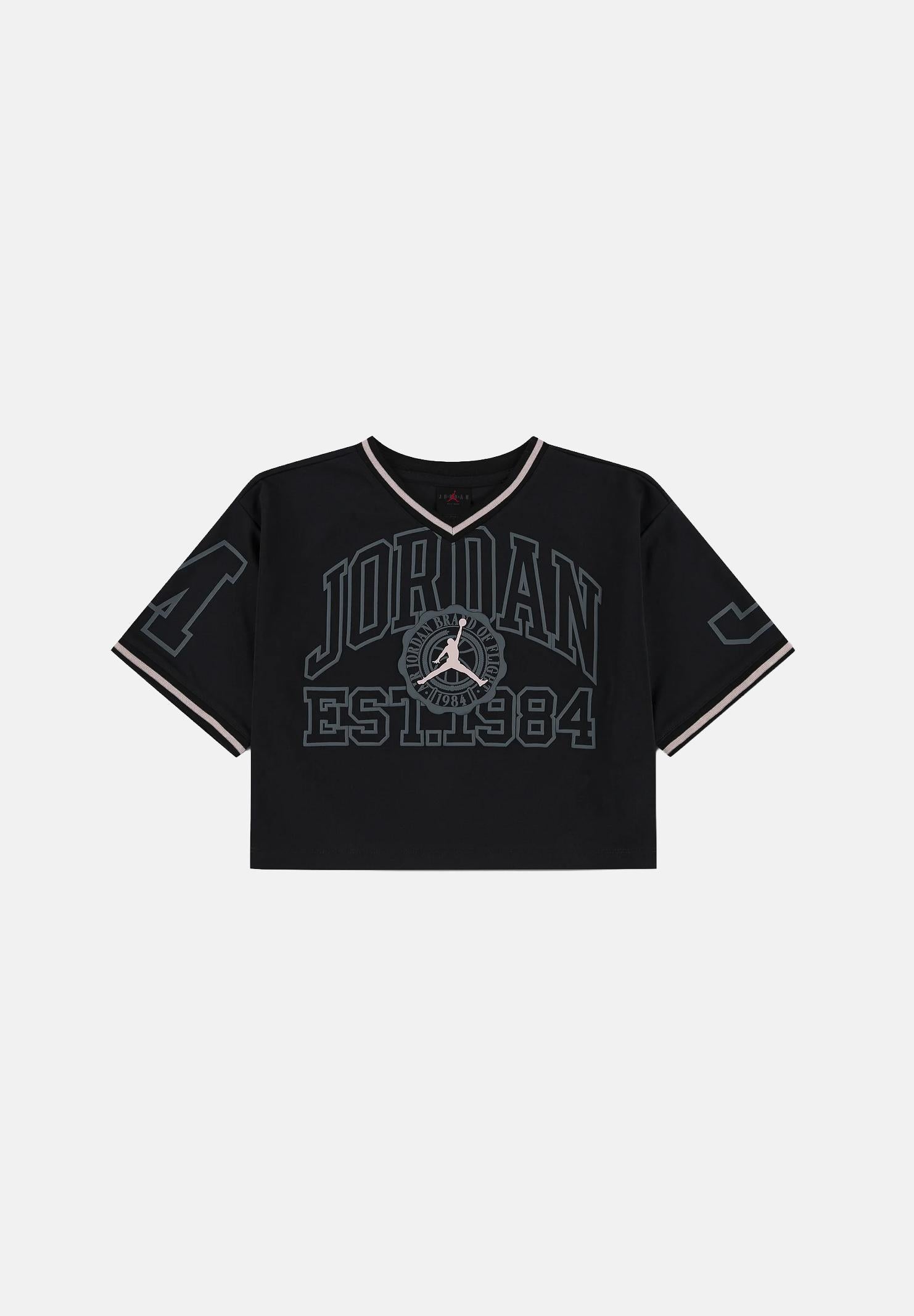 JORDAN T-shirt Secret Diary Cropped Jersey Black nero da bambina. 45F886 023 JORDAN