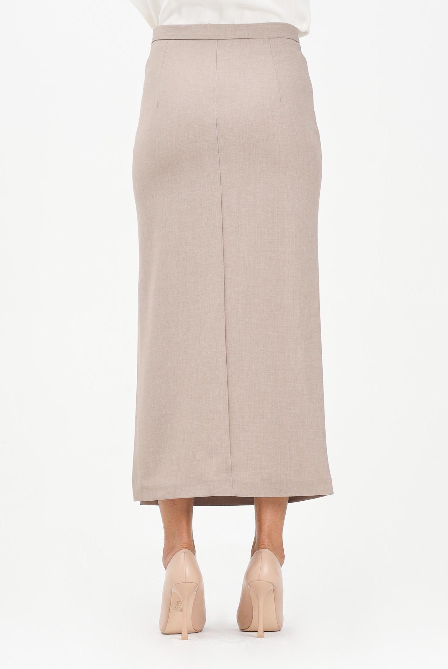 SIMONA CORSELLINI Gonna midi beige da donna con applicazioni gioiello A25CPGO01401-C00235 V0703 SIMONA CORSELLINI