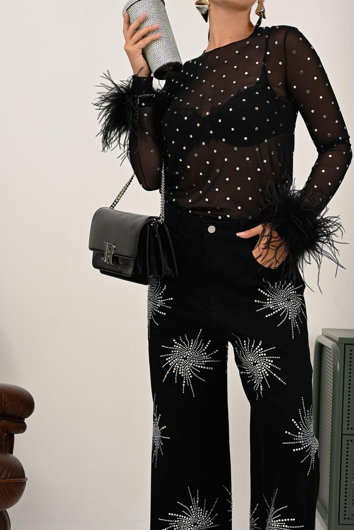 RICHMOND Borsa a tracolla nera da donna con logo JR RWA25226BO BL RICHMOND