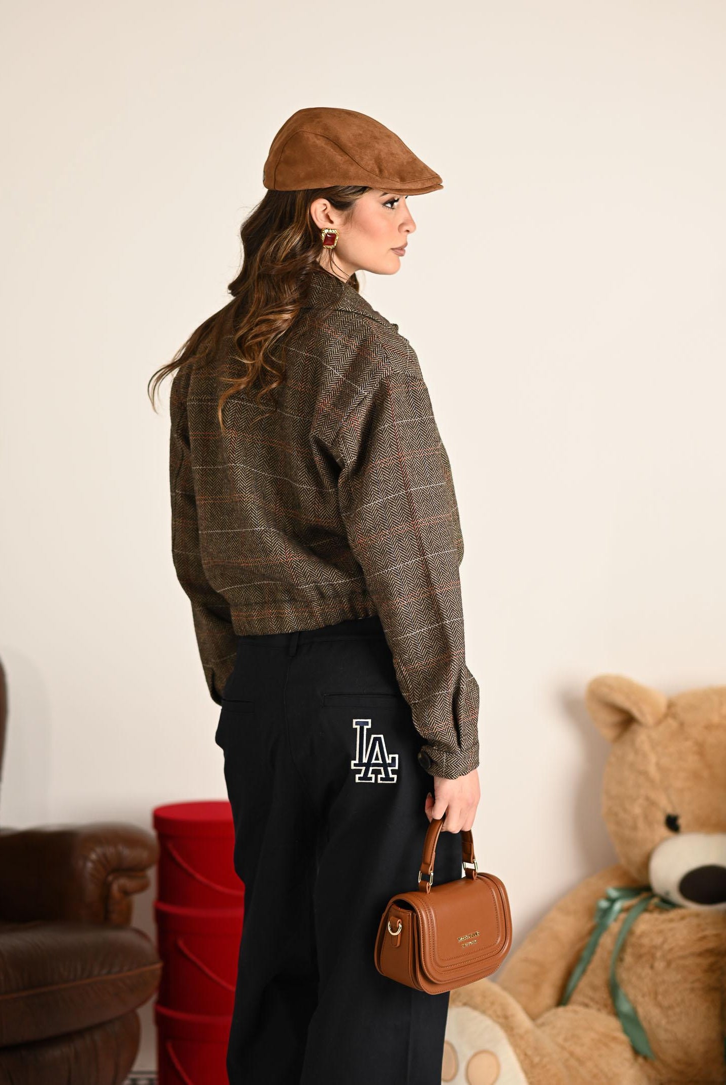 ONLY Cappottino da donna con motivo principe di Galles nelle tonalità beige-marrone 15356760 SealBrown ONLY