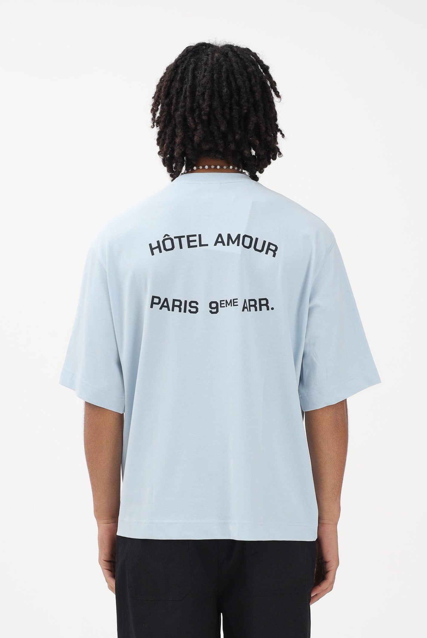 SELECTED HOMME T-shirt a manica corta celeste da uomo in collab. con l'iconico Hôtel Amour di Parigi 16100453 SK SELECTED HOMME