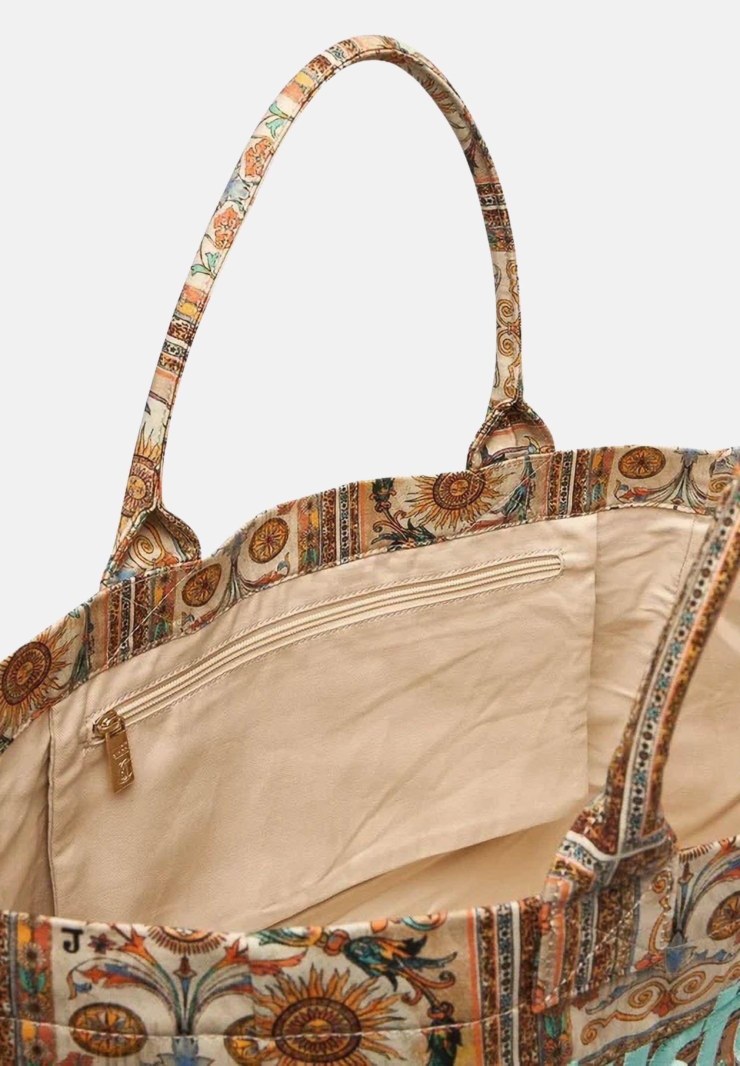 JUST CAVALLI Borsa mare beige da donna con stampa ornamentale 80RA4BS1ZG426 R85 JUST CAVALLI