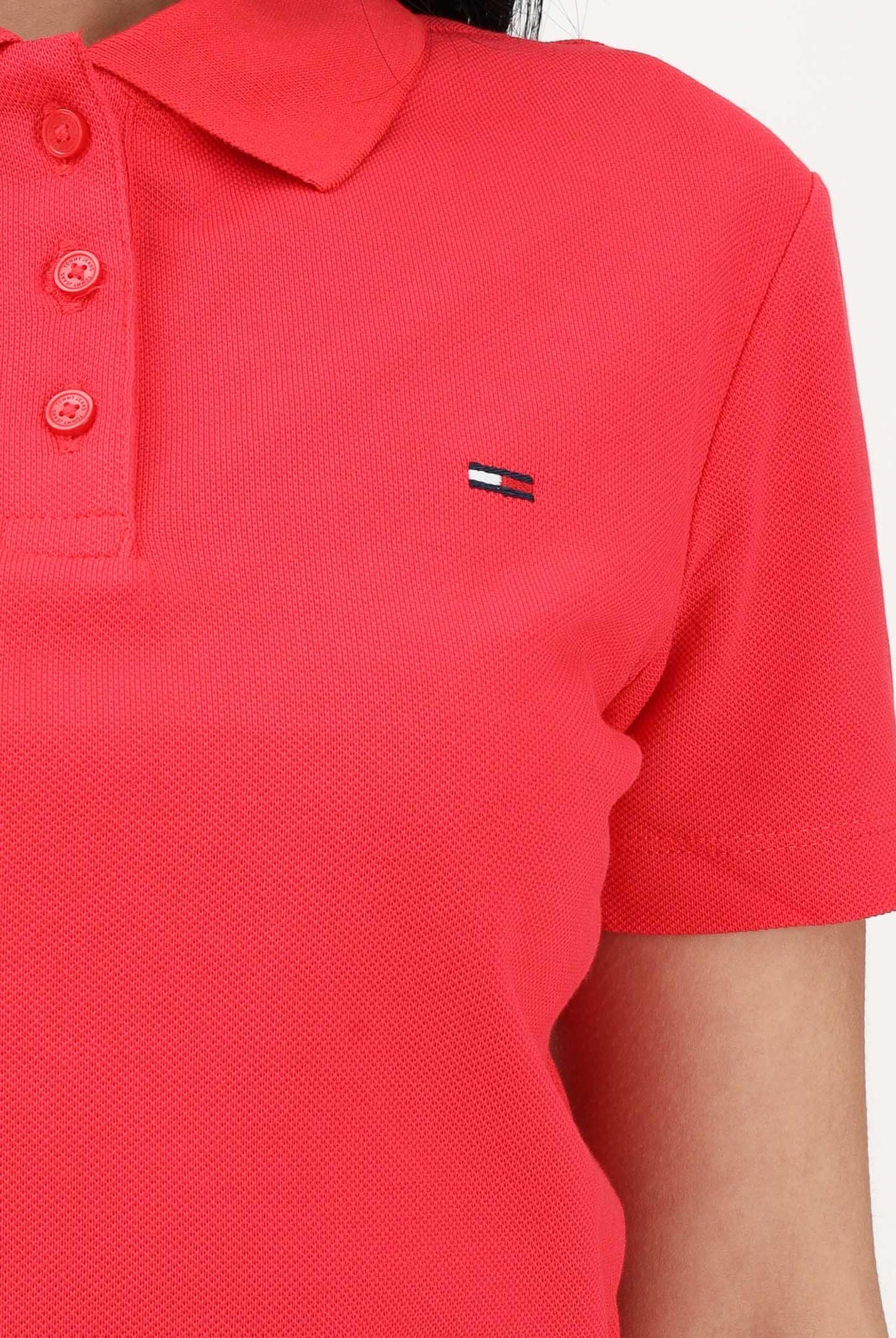 TOMMY JEANS Polo a manica corta rosso fragola da donna DW0DW20160 XK3 TOMMY JEANS