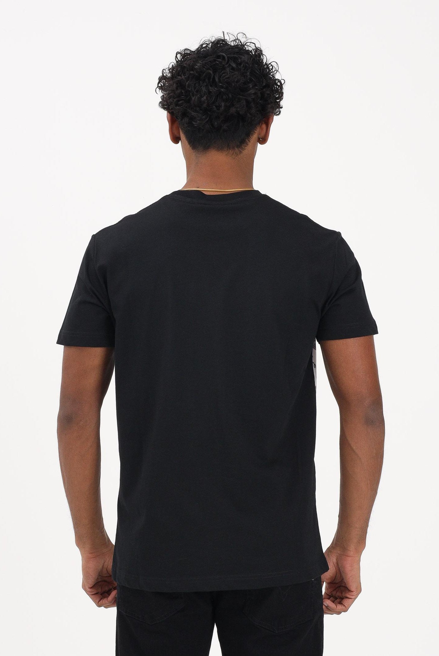 VERSACE JEANS COUTURE T-shirt a manica corta nera da uomo con stampa Wave Couture 80GAH6SBJS541 V22 VERSACE JEANS COUTURE