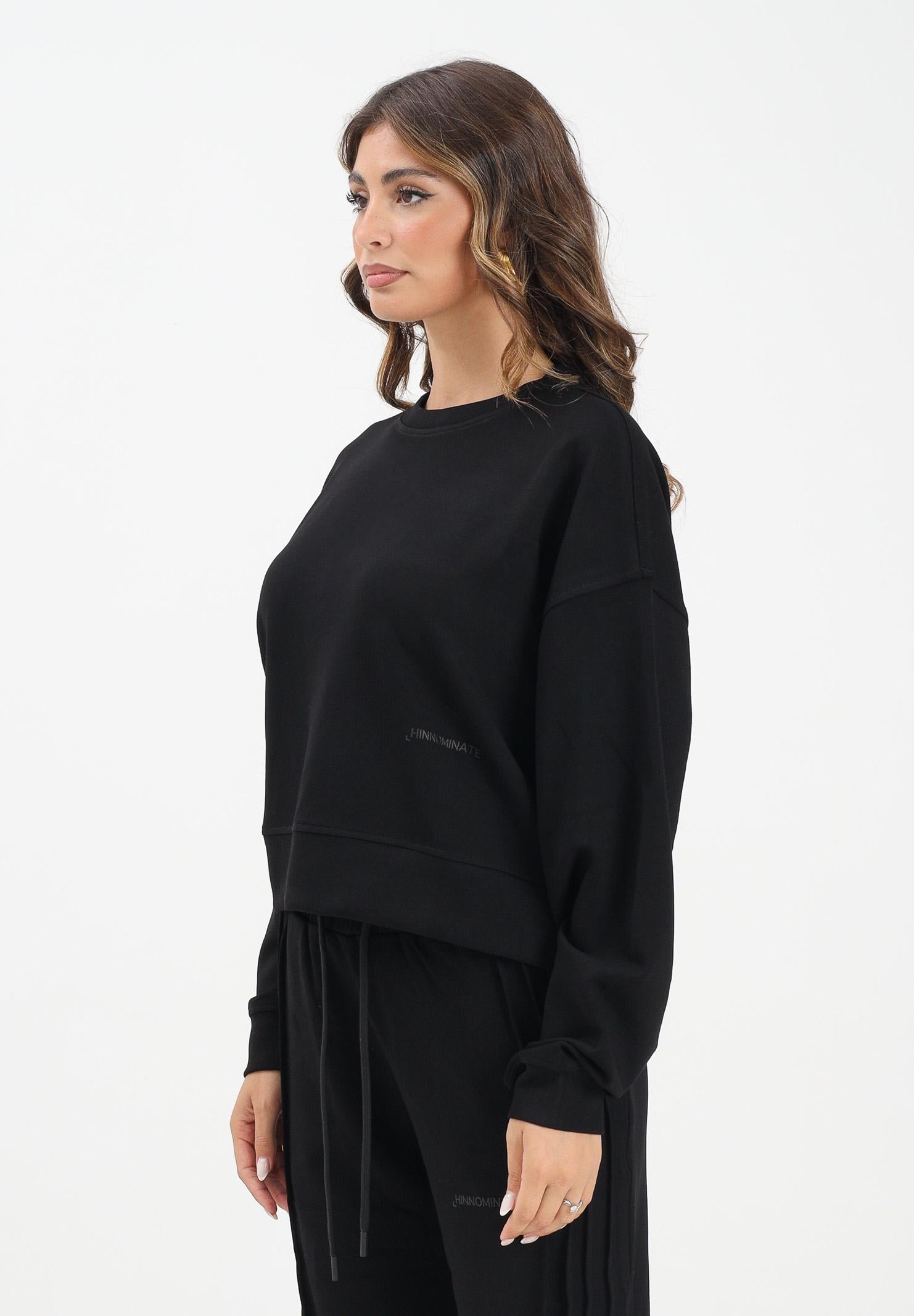 HINNOMINATE Felpa girocollo nera da donna con logo HMABW01991 NE01 HINNOMINATE