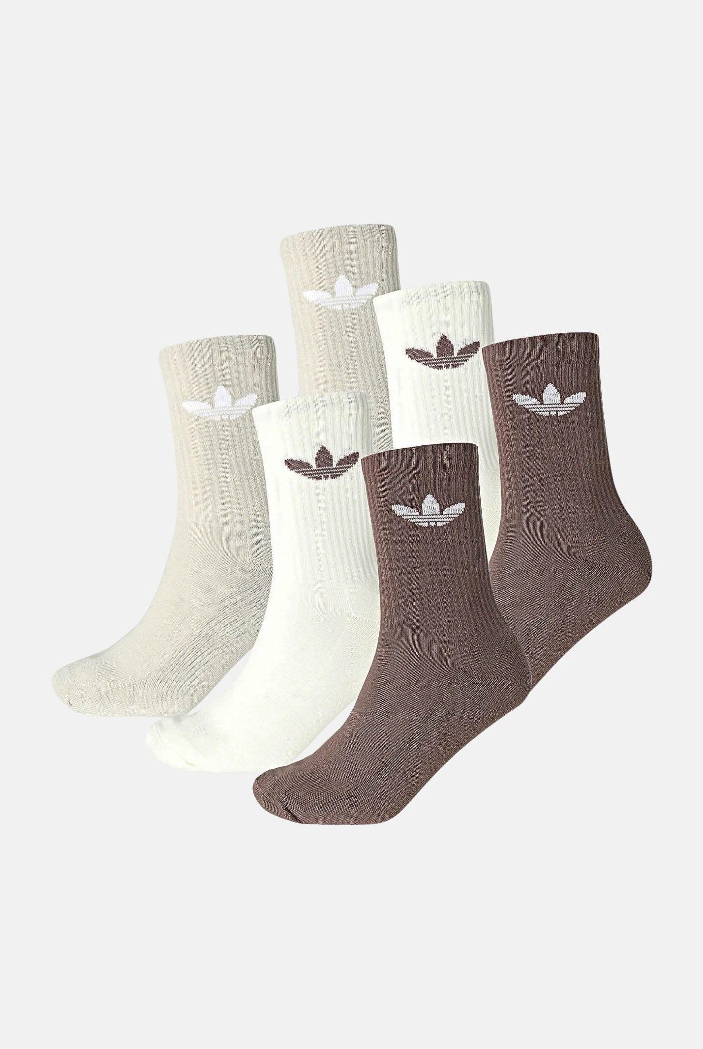 ADIDAS ORIGINALS Calzini (6paia) Trefoil Crew panna, beige e marroni per uomo e donna IT7570 . ADIDAS ORIGINALS