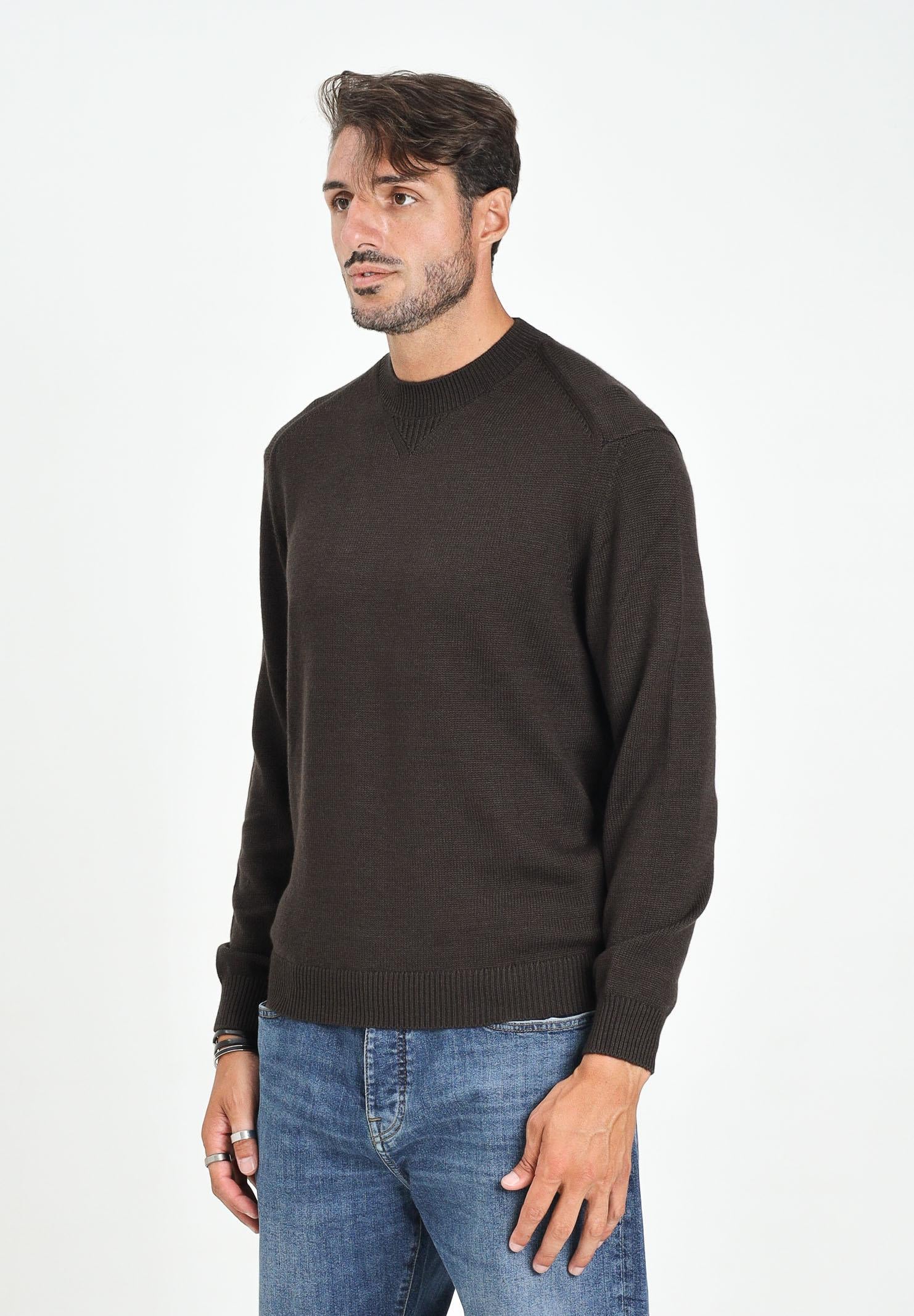 ARMANI EXCHANGE Maglioncino girocollo marrone da uomo realizzato in maglia rasata a punto fine XM001916AF14008 O6007 ARMANI EXCHANGE