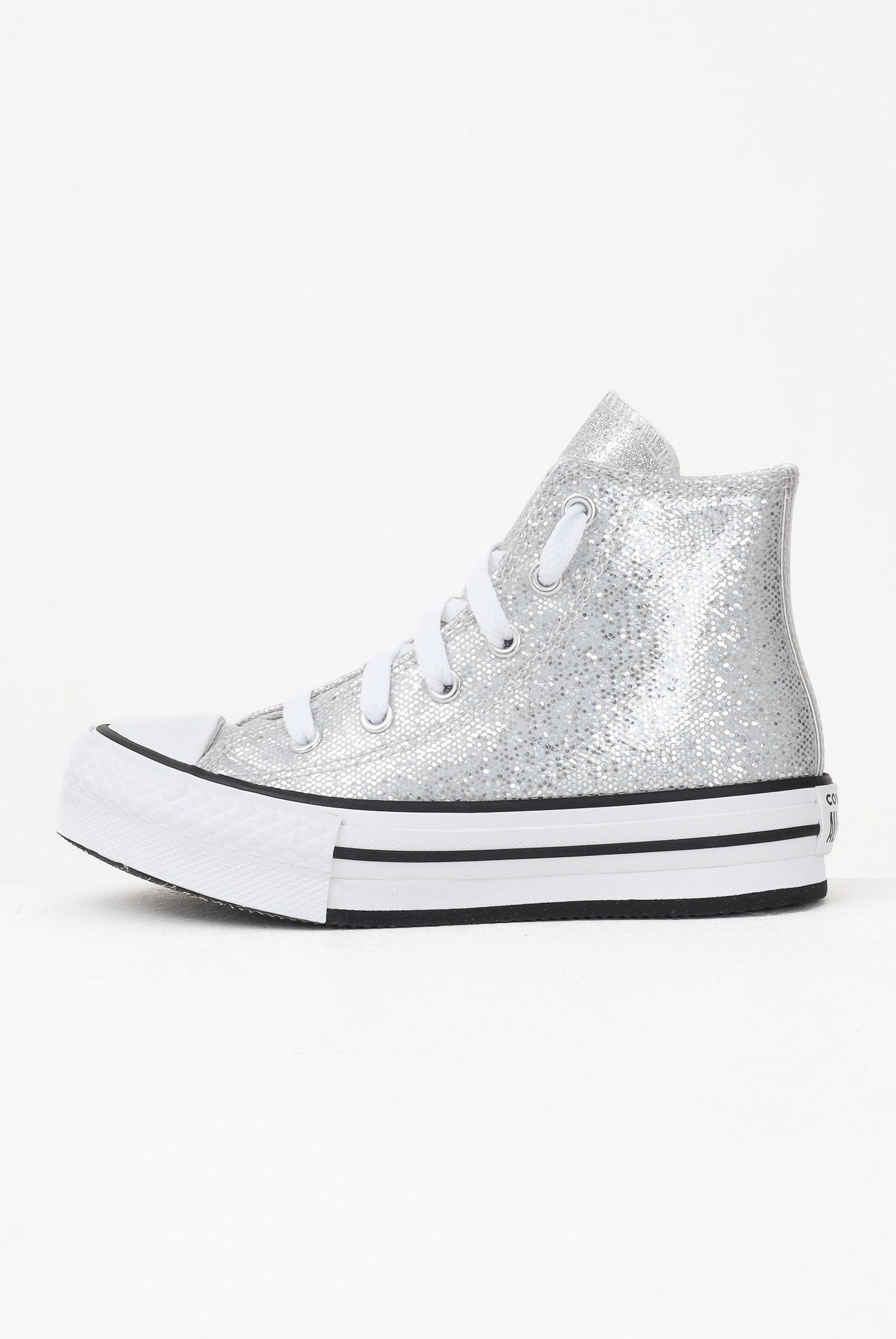 CONVERSE Sneakers Chuck Taylor All Star Lift Platform Disco Glitter argento da bambina A17658C CONVERSE