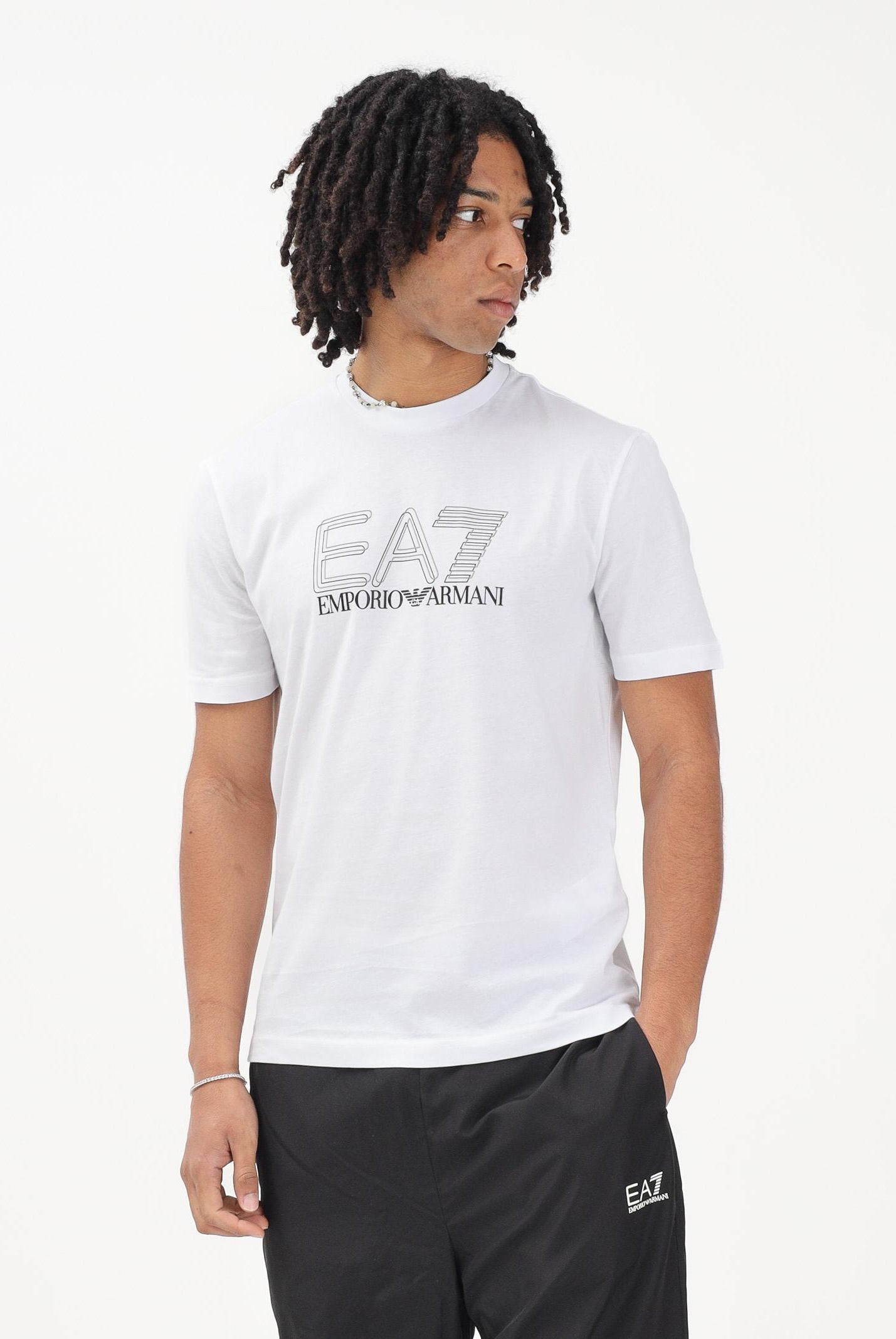 EA7 T-shirt a manica corta bianca da uomo con logo 7M001307AF10375 U0002 EA7