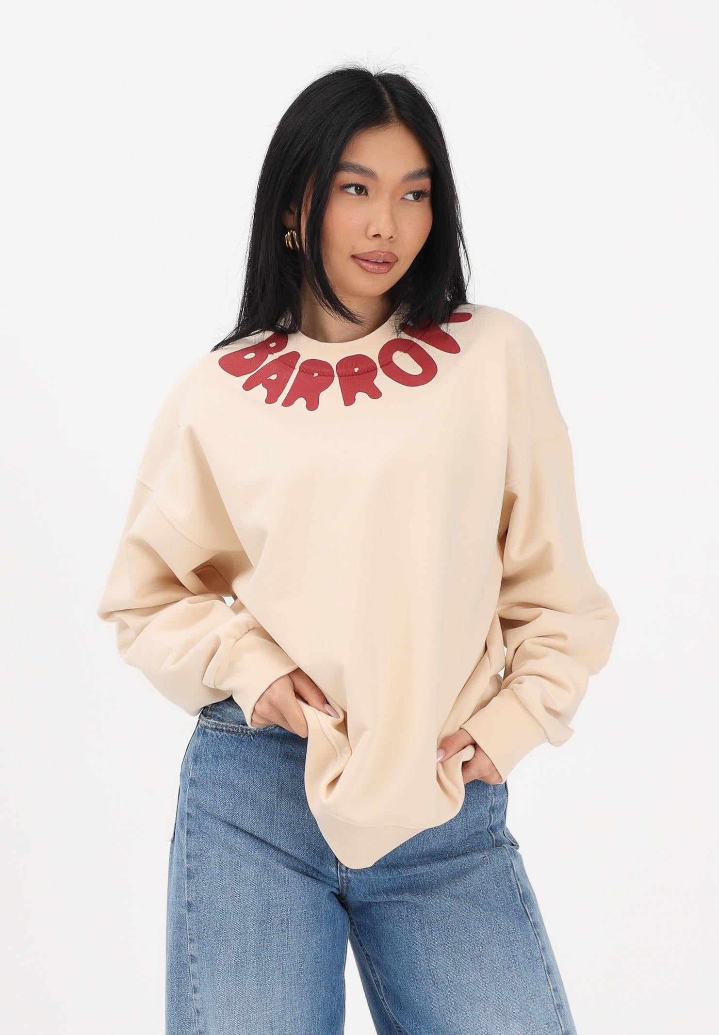 BARROW Felpa girocollo crema per uomo e donna con logo al collo S6BWUASW070 013 BARROW