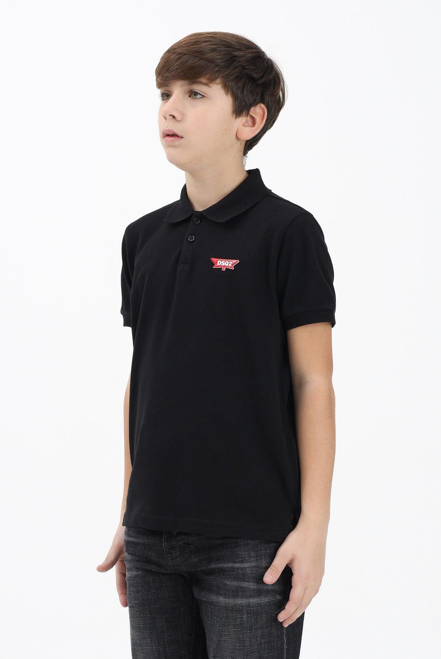 DSQUARED2 Polo a manica corta nera per donna, ragazzi e bambini con logo DQ3175D0AGD DQ900 DSQUARED2