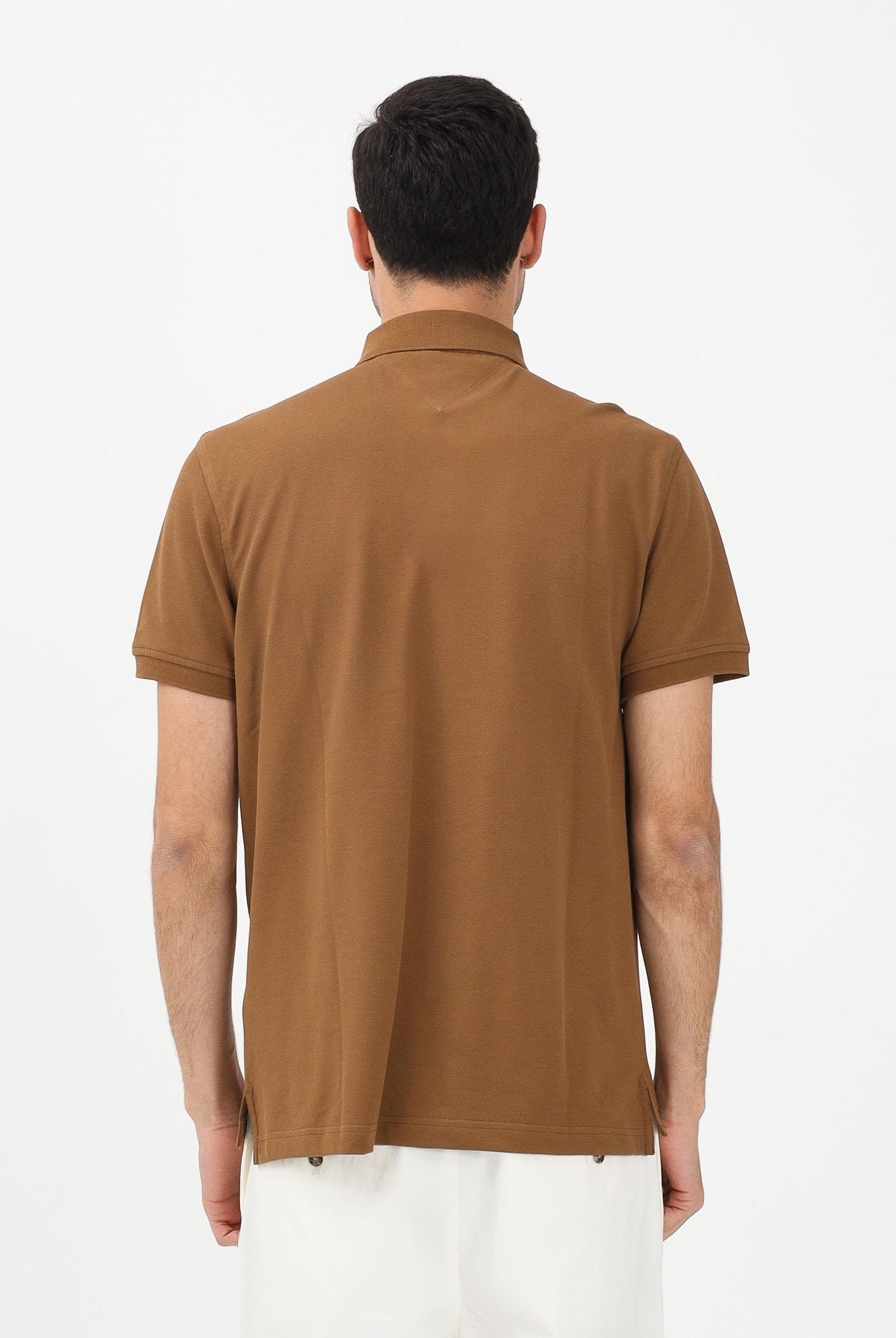 TOMMY HILFIGER Polo a manica corta khaki da uomo con logo MW0MW17770 GWP TOMMY HILFIGER