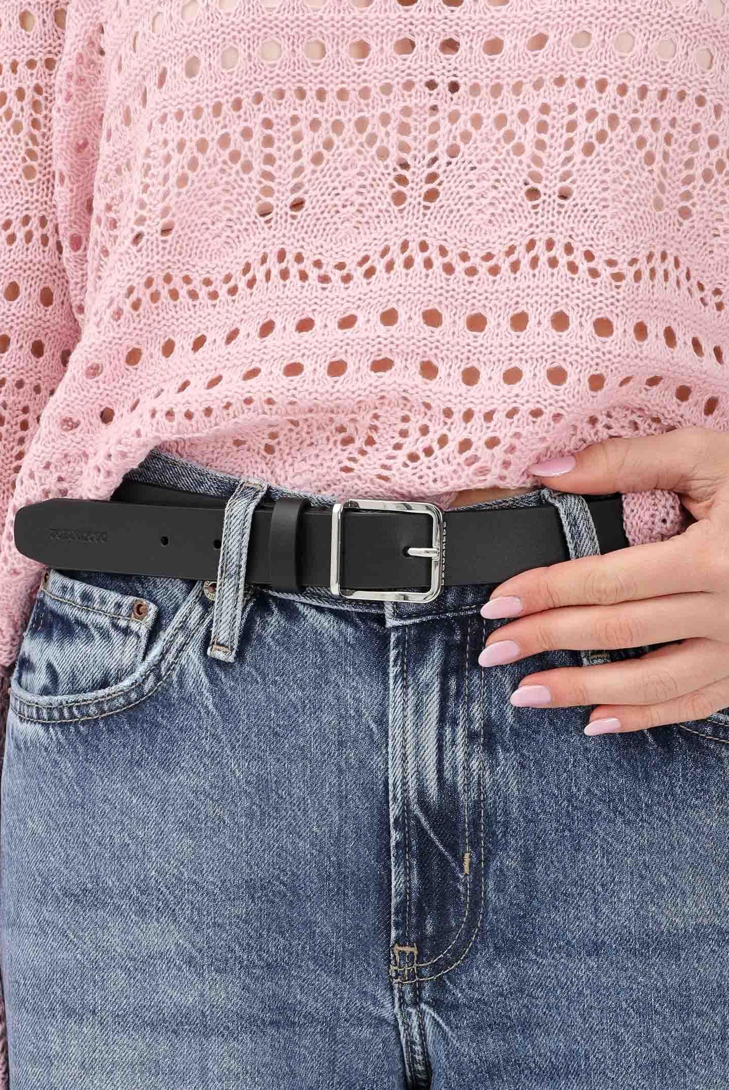 DSQUARED2 Cintura nera per uomo e donna con fibbia metallica DQ1556D005Z DQ900 DSQUARED2