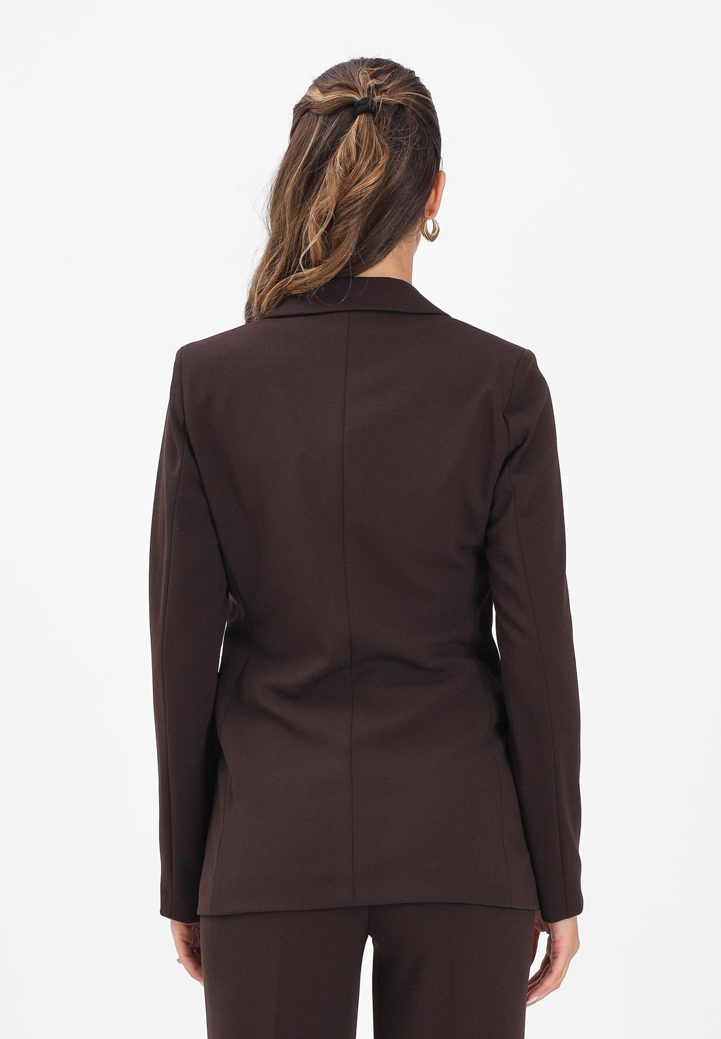 VICOLO Giacca marrone da donna con inserti in raso TF0304 FU69 VICOLO