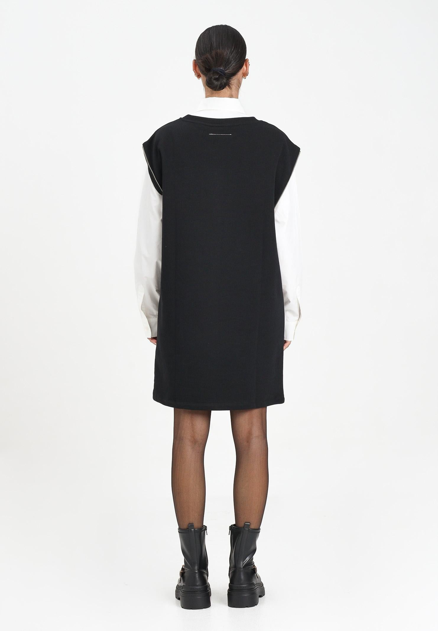 MAISON MARGIELA Abito corto nero per donna e ragazze con maxi logo M60850MM02X M6900 MAISON MARGIELA