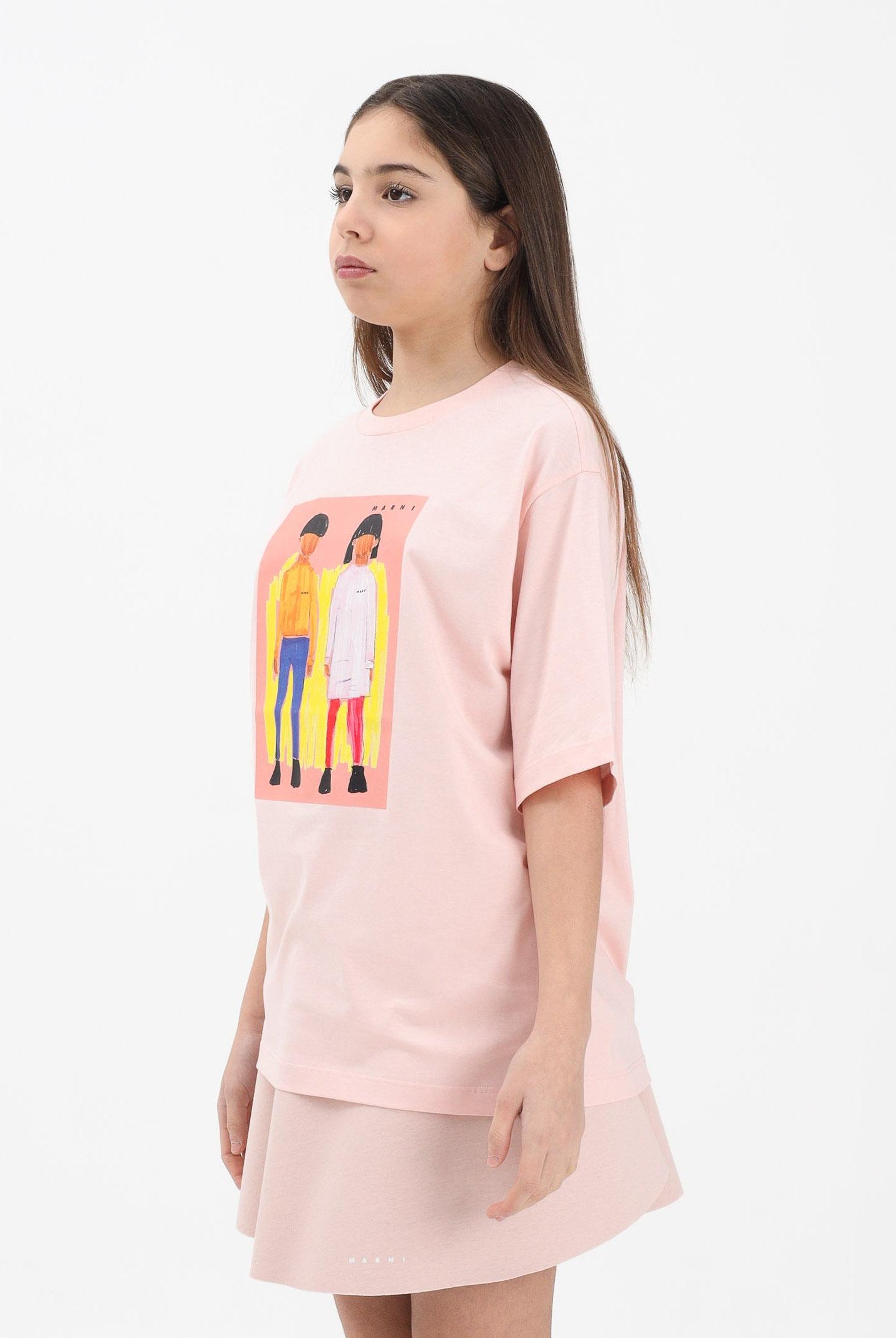 MARNI T-shirt a manica corta rosa per donna, ragazze e bambine con stampa M01671M00HZ 0M351 MARNI