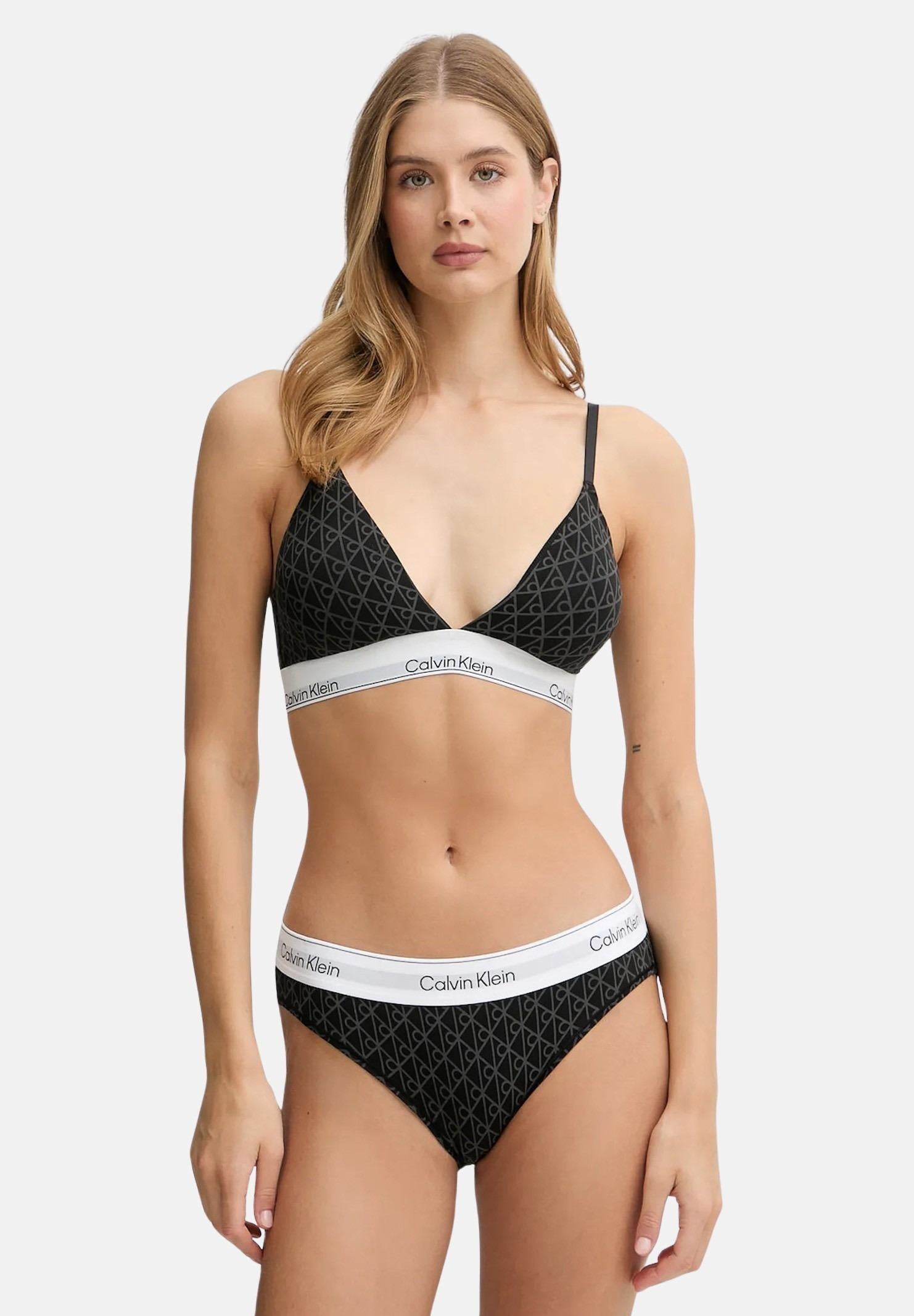 CALVIN KLEIN Bralette nera da donna caratterizzata da stampa monogramma "CK" LV00QF8498 2RG CALVIN KLEIN