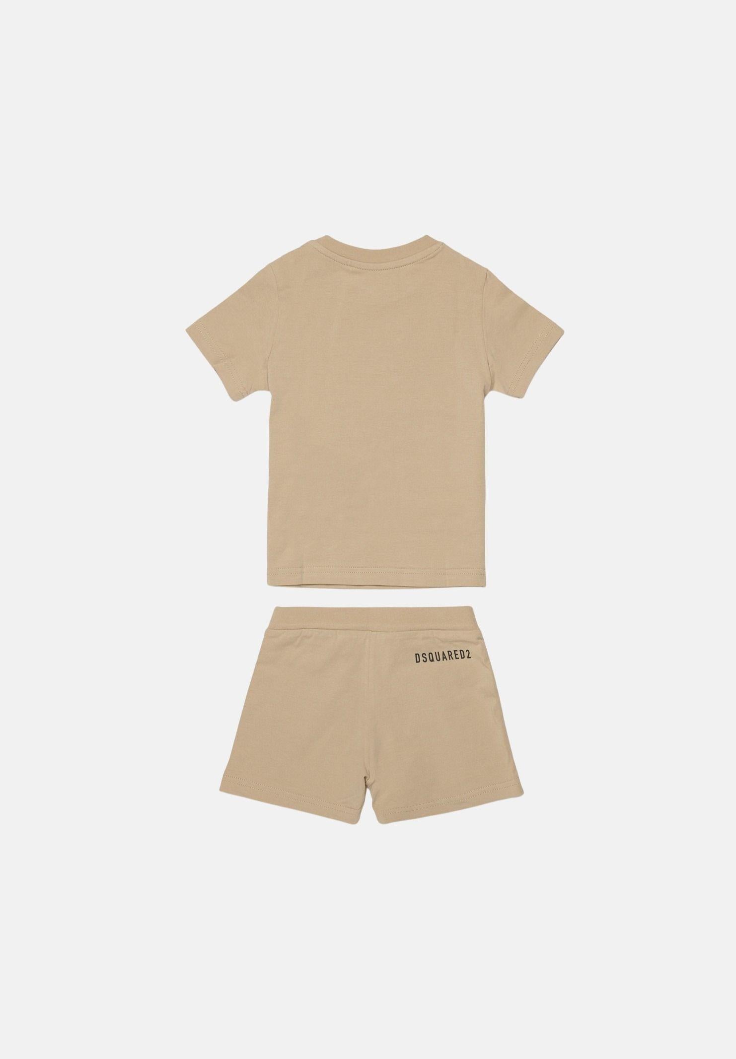 DSQUARED2 Completino beige da neonato con logo DSQ2 DQ3249D008J DQ717 DSQUARED2