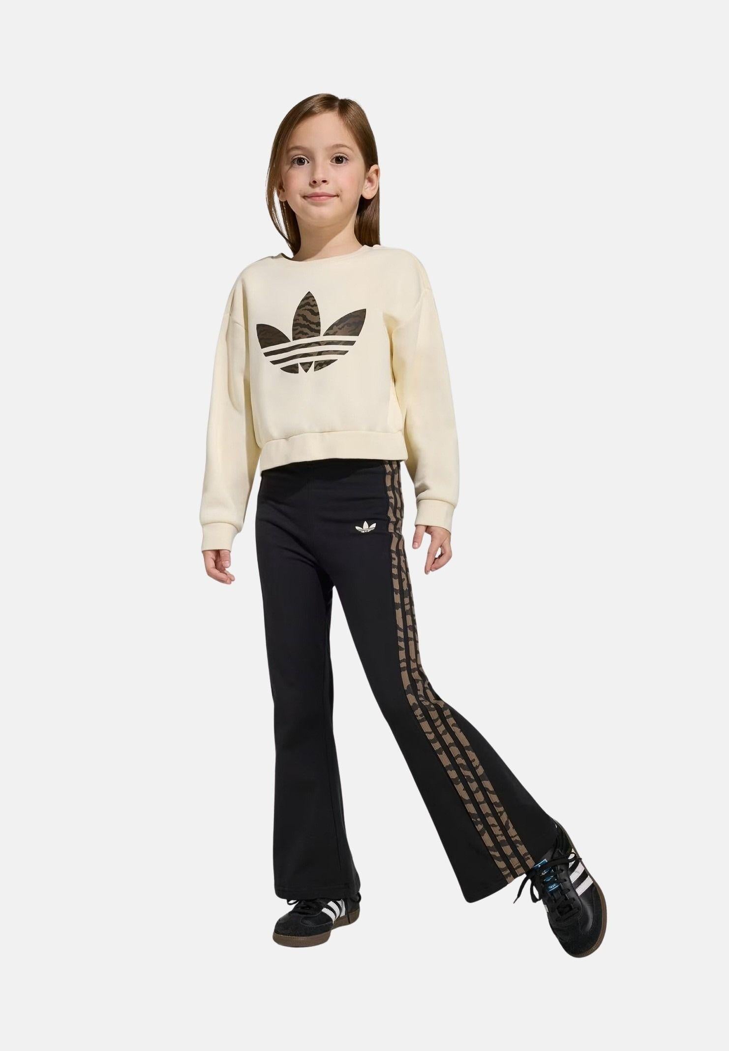 ADIDAS ORIGINALS Tuta BOXY CREW beige e nera da bambina KD5814 . ADIDAS ORIGINALS
