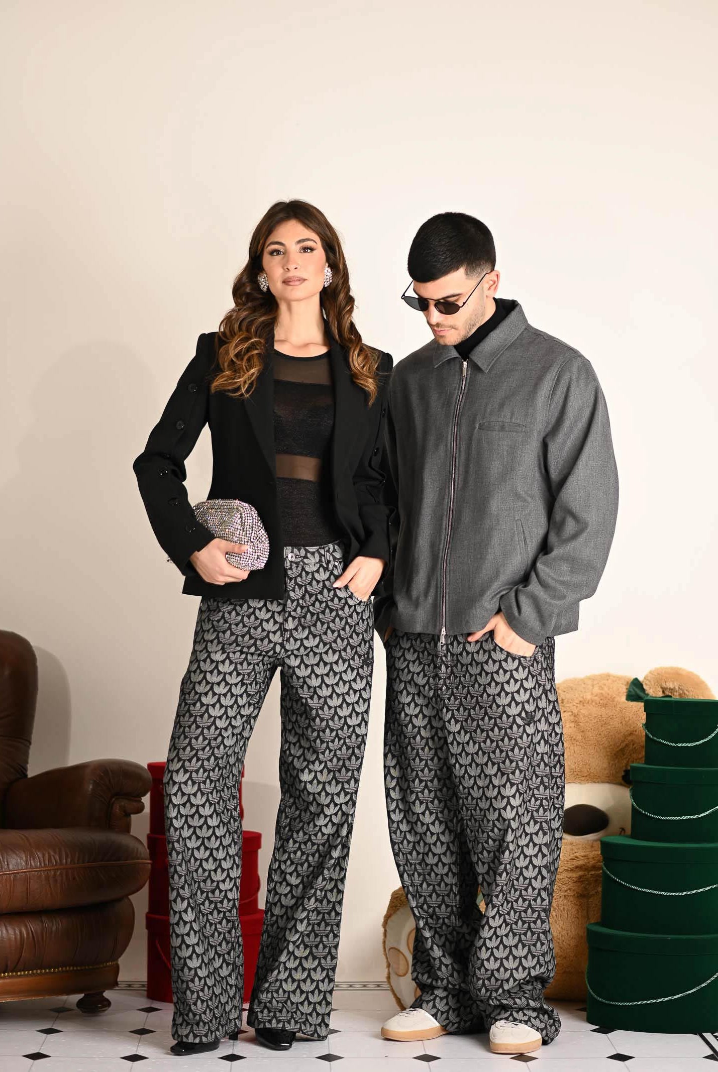 ADIDAS ORGINALS Jeans DENIM LOOSE MONOGRAM in denim nero da uomo KC6380 . ADIDAS ORIGINALS