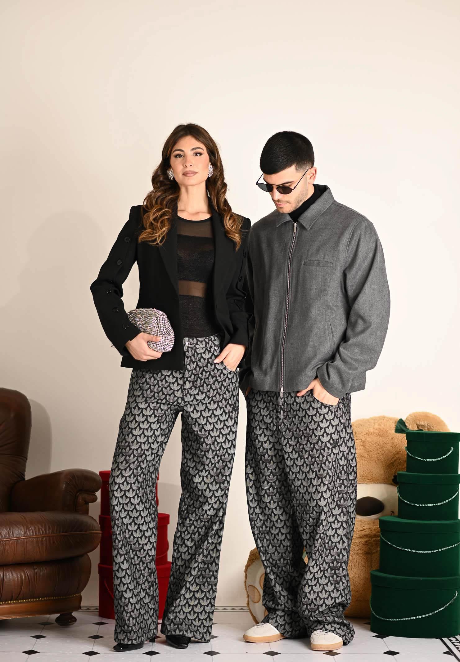 ADIDAS ORGINALS Jeans DENIM LOOSE MONOGRAM in denim nero da uomo KC6380 . ADIDAS ORIGINALS