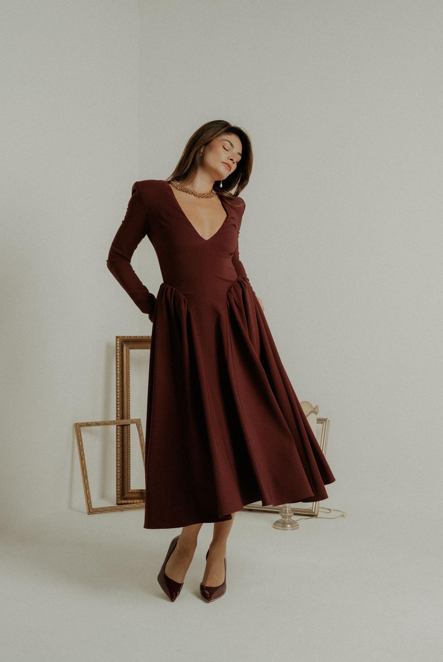 SANTAS Abito midi DOUCEUR bordeaux da donna PV2603 VI SANTAS