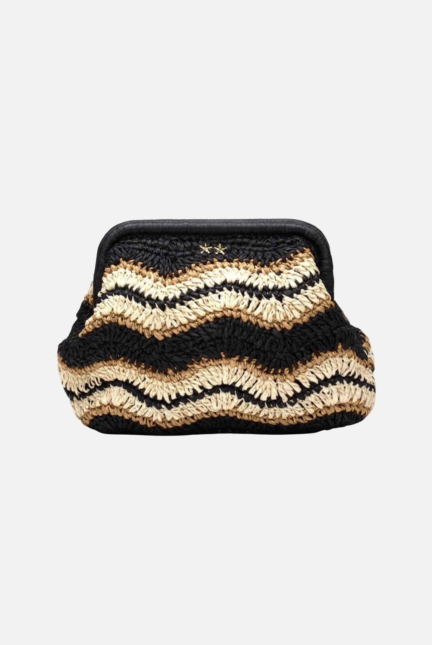 F**K Pochette a mano in rafia beige e nera da donna FA26-SW0065BK . F**K