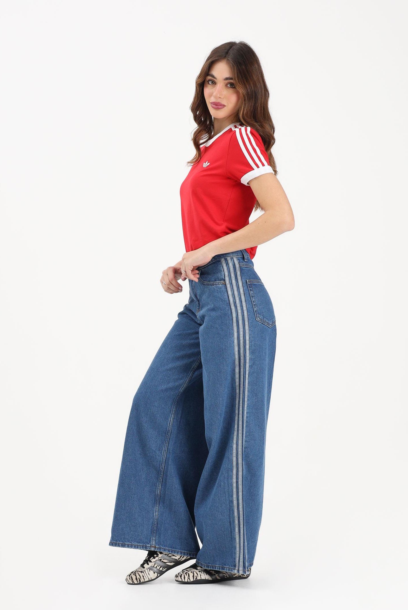 ADIDAS ORIGINALS Jeans TRACK FIREBIRD ADILENIUM in denim medio da donna KD2906 . ADIDAS ORIGINALS
