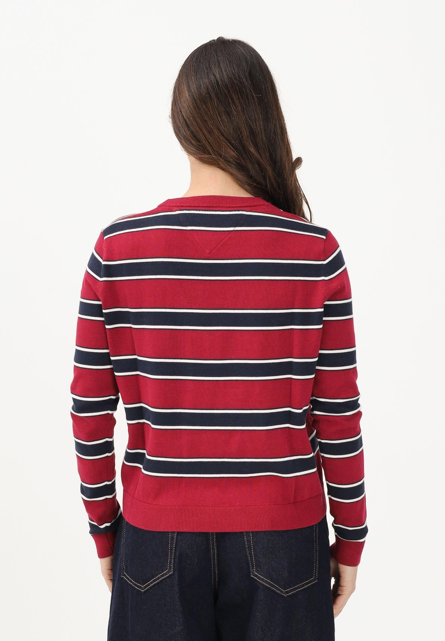 TOMMY JEANS Maglioncino bordeaux e blu da donna con motivo a righe DW0DW19888 0E3 TOMMY JEANS