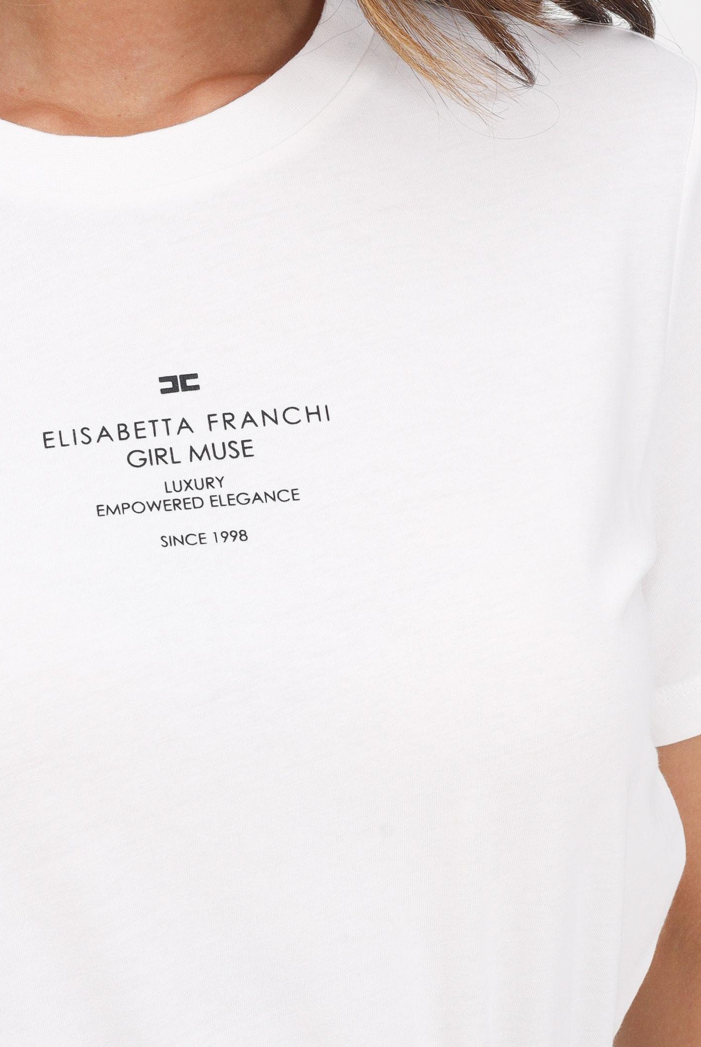 ELISABETTA FRANCHI T-shirt a manica corta bianca da donna con stampa MA63D56E2 270 ELISABETTA FRANCHI