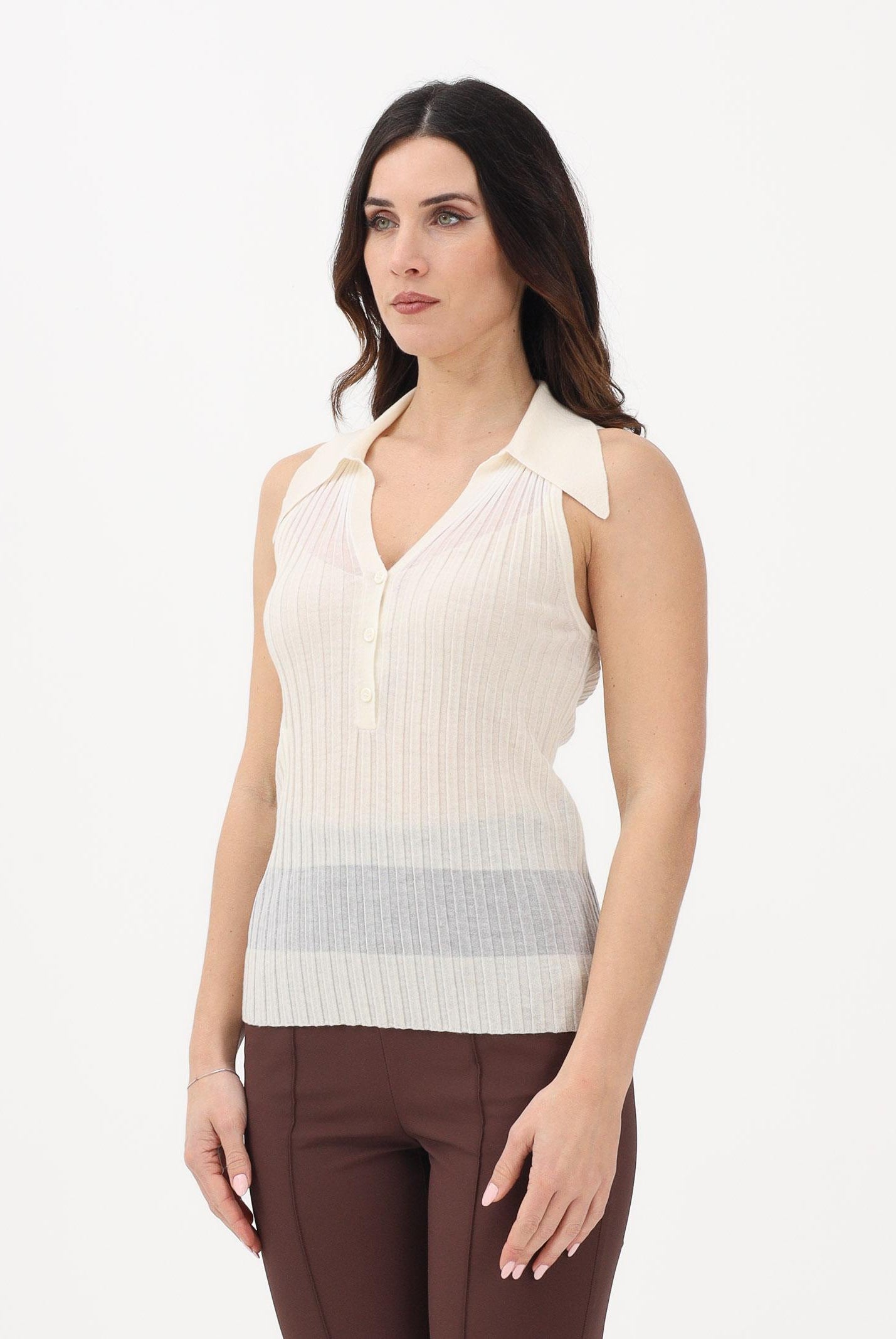 PINKO Canotta a polo FOSCHIA beige da donna 106318A34B C14 PINKO