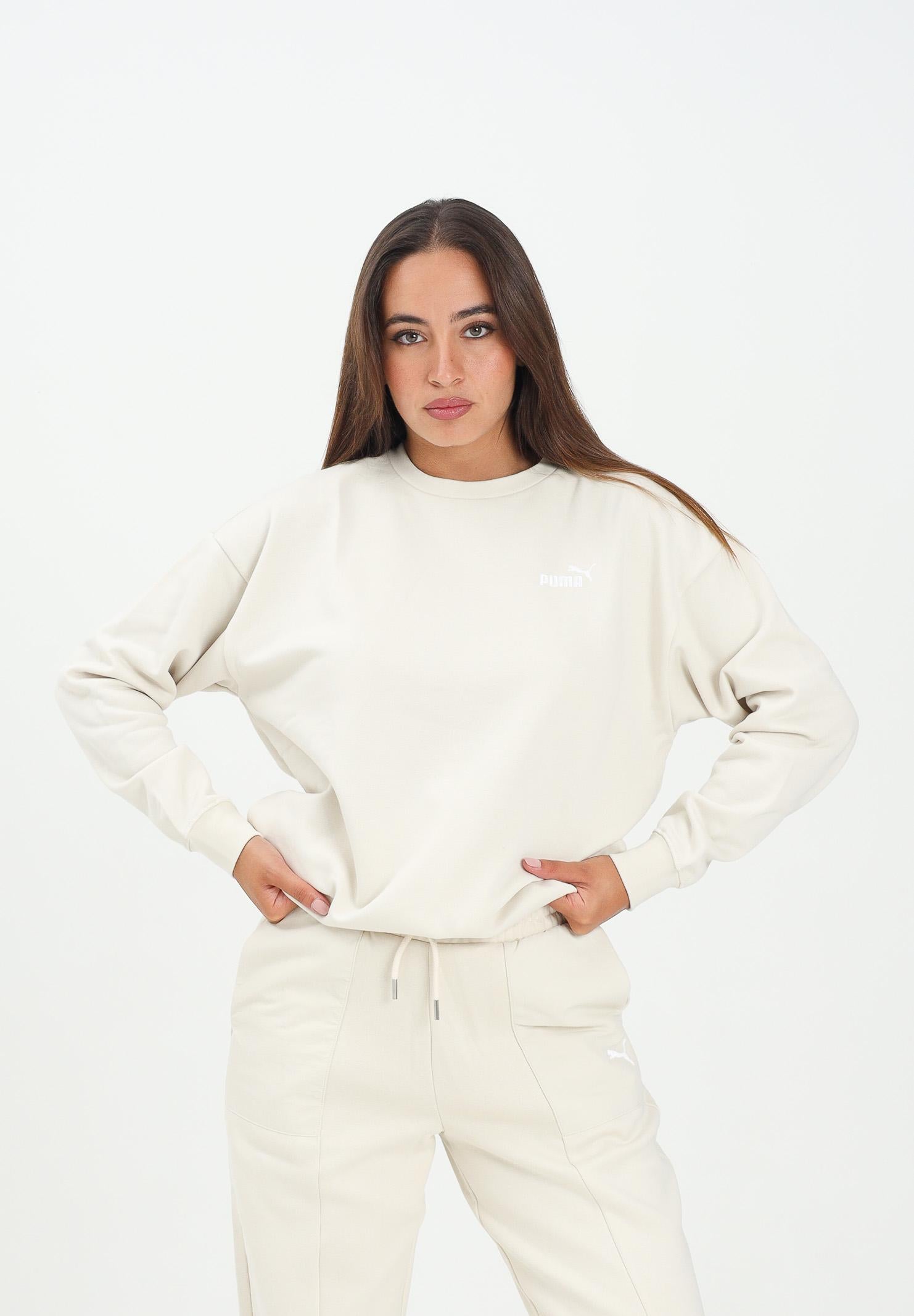 PUMA Felpa girocollo ESS N. 1 panna da donna 633268 87 PUMA