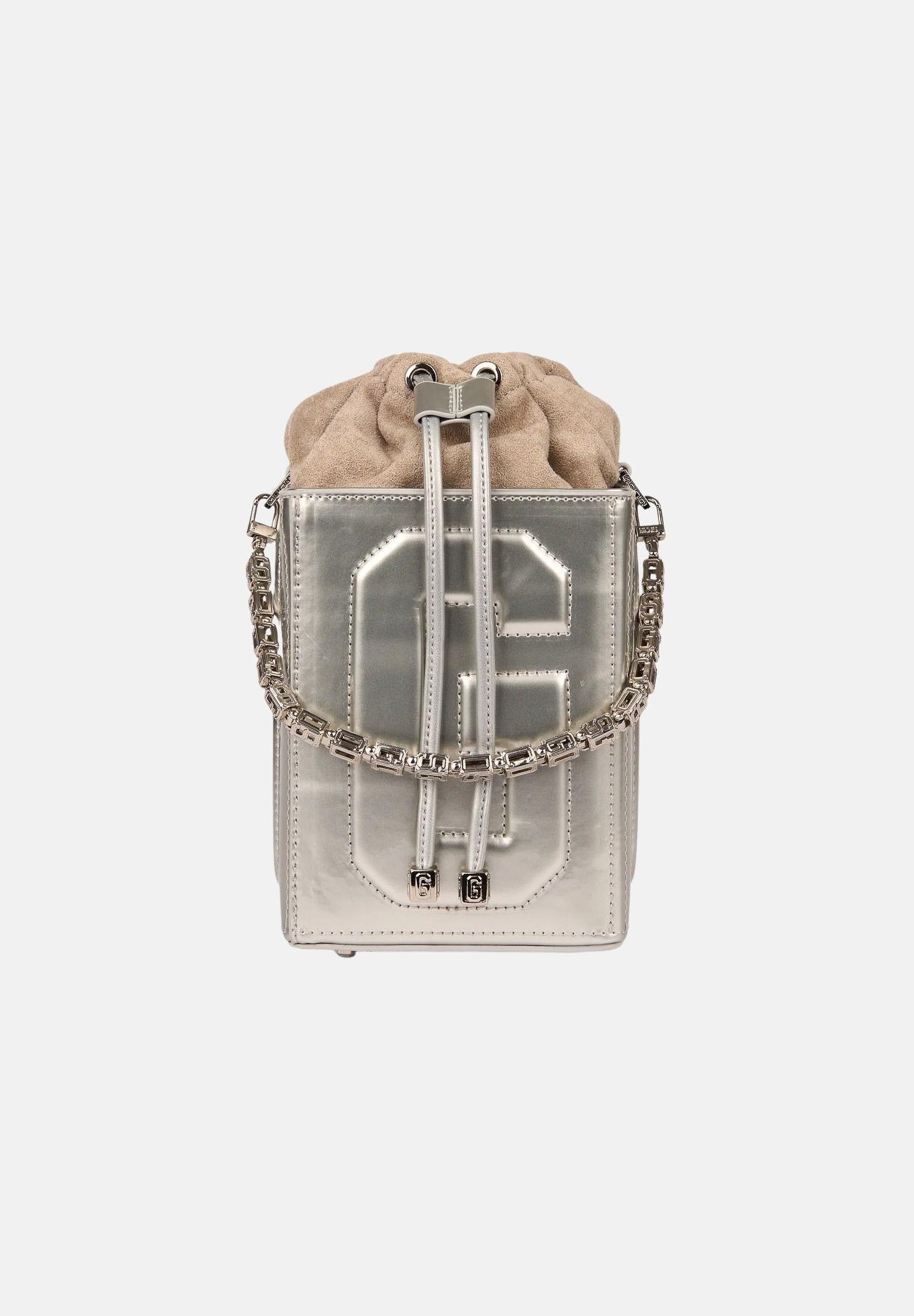 GCDS Borsa a mano argento da donna con logo GCDS in rilievo 3D GCDSD001 01 GCDS