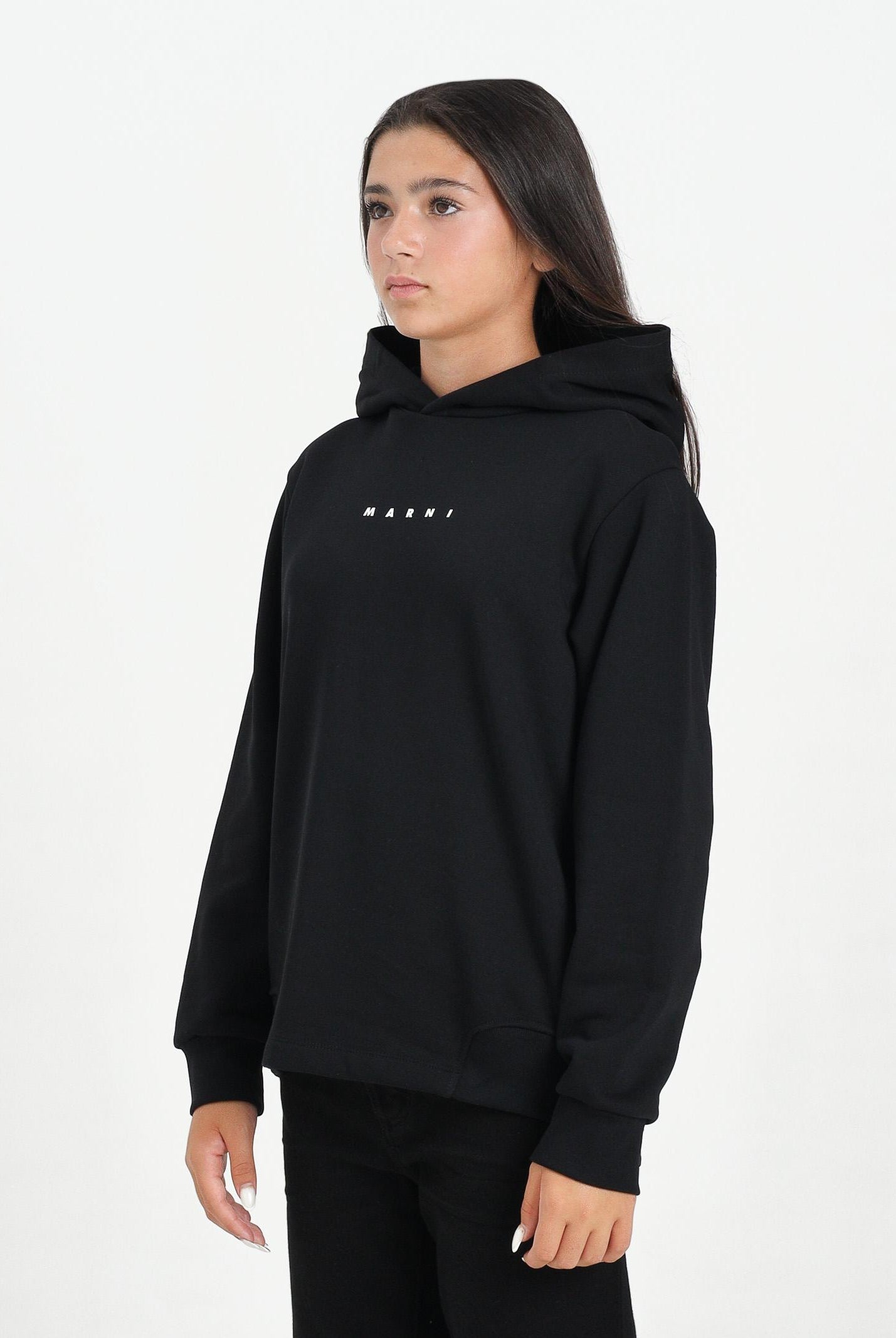 MARNI Felpa con cappuccio nera per donna, ragazzi e bambini con logo M01576M00V0 0M900 MARNI