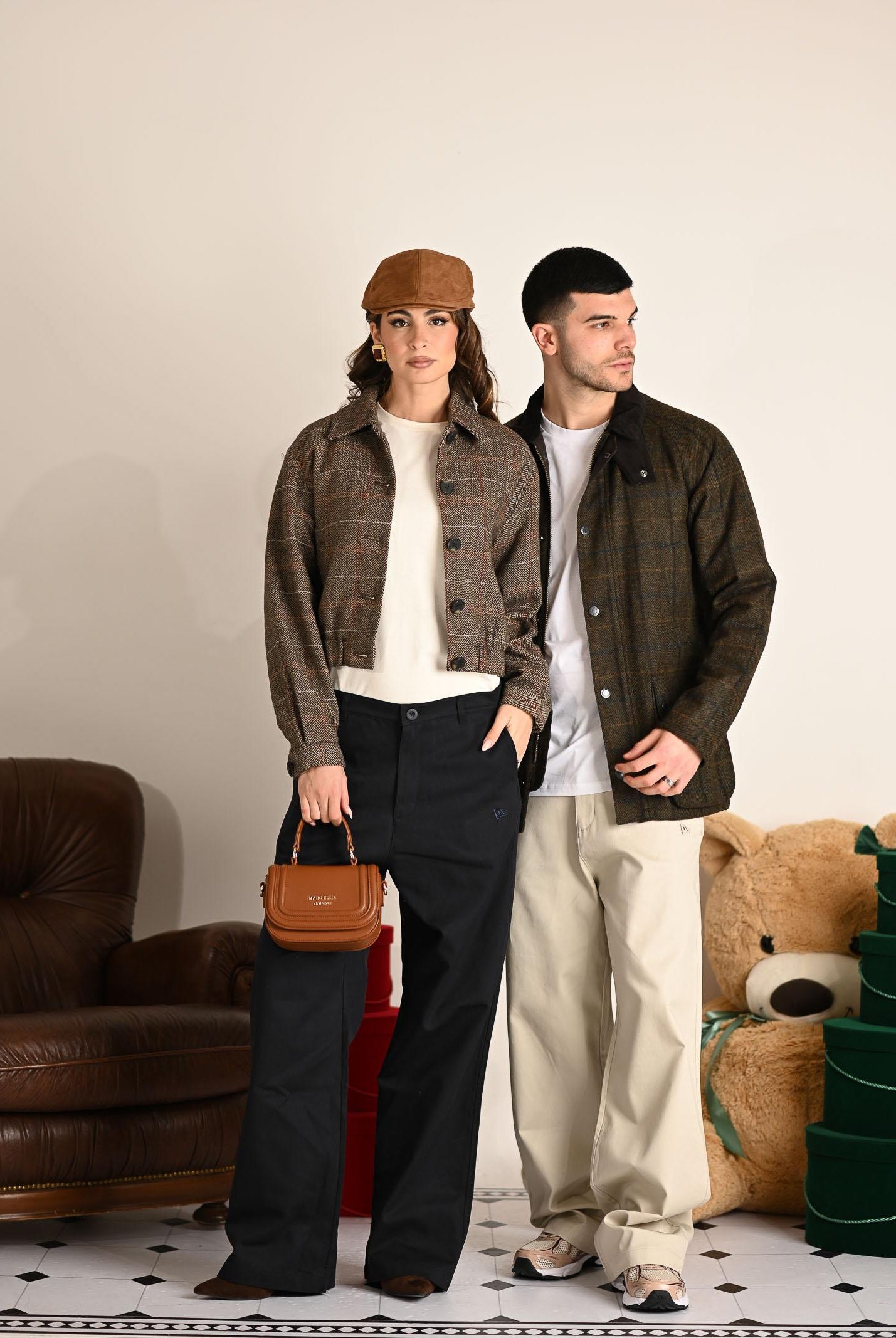 ONLY Cappottino da donna con motivo principe di Galles nelle tonalità beige-marrone 15356760 SealBrown ONLY