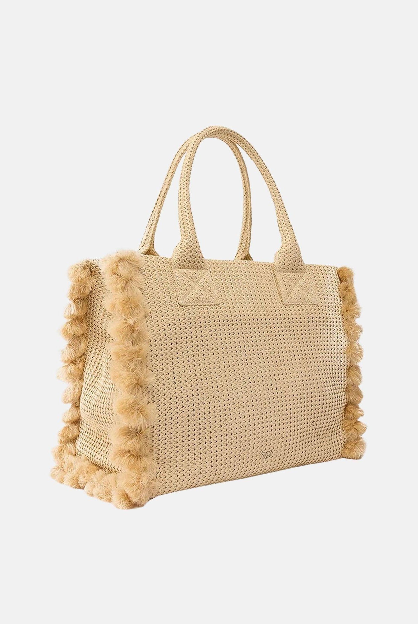 PINKO Borsa a mano in rafia beige da donna con logo 106673A39Y HZ3Q PINKO