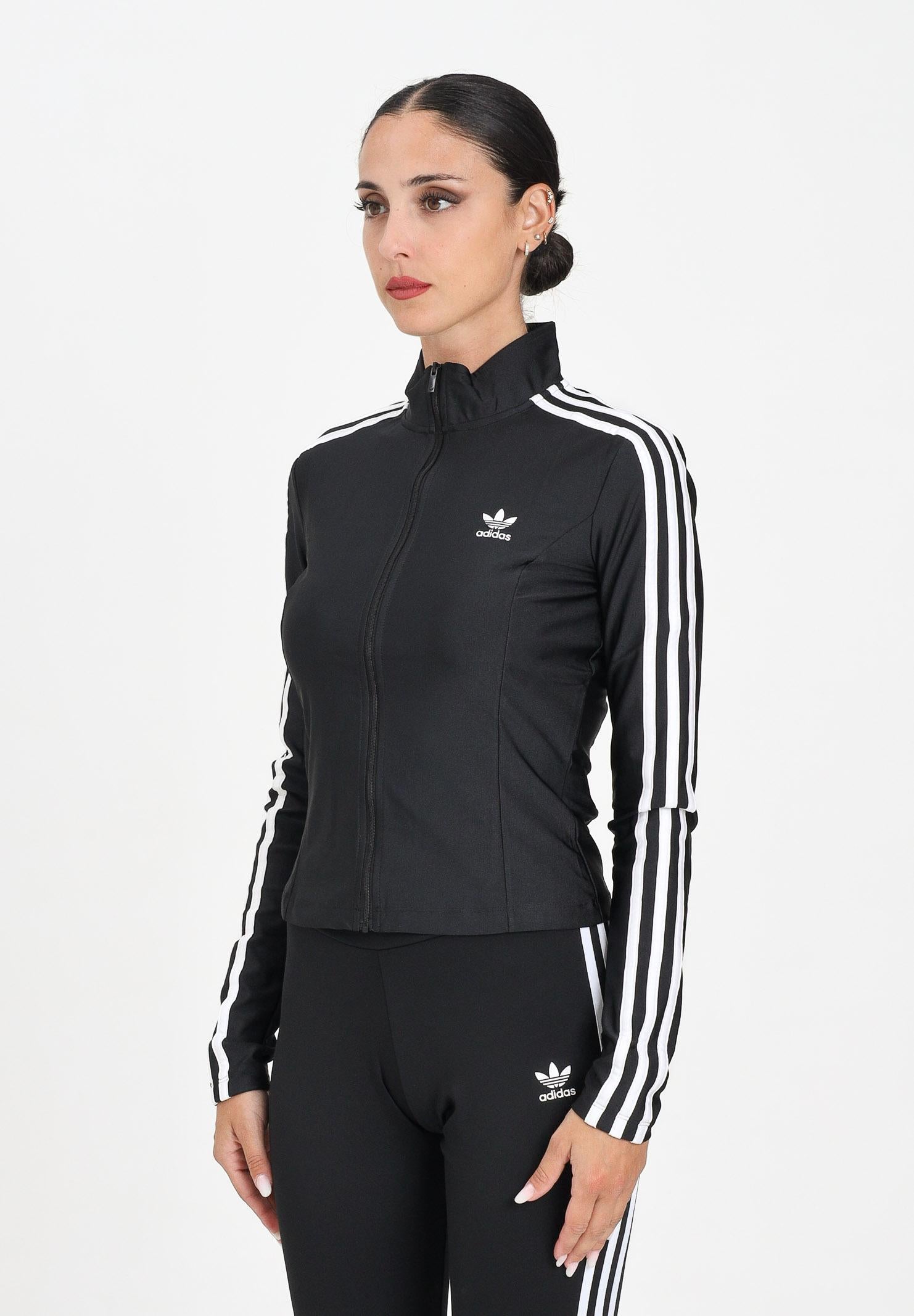 ADIDAS ORIGINALS Felpa con zip adicolor 3-Stripes Slim nera da donna JD5025 ADIDAS ORIGINALS