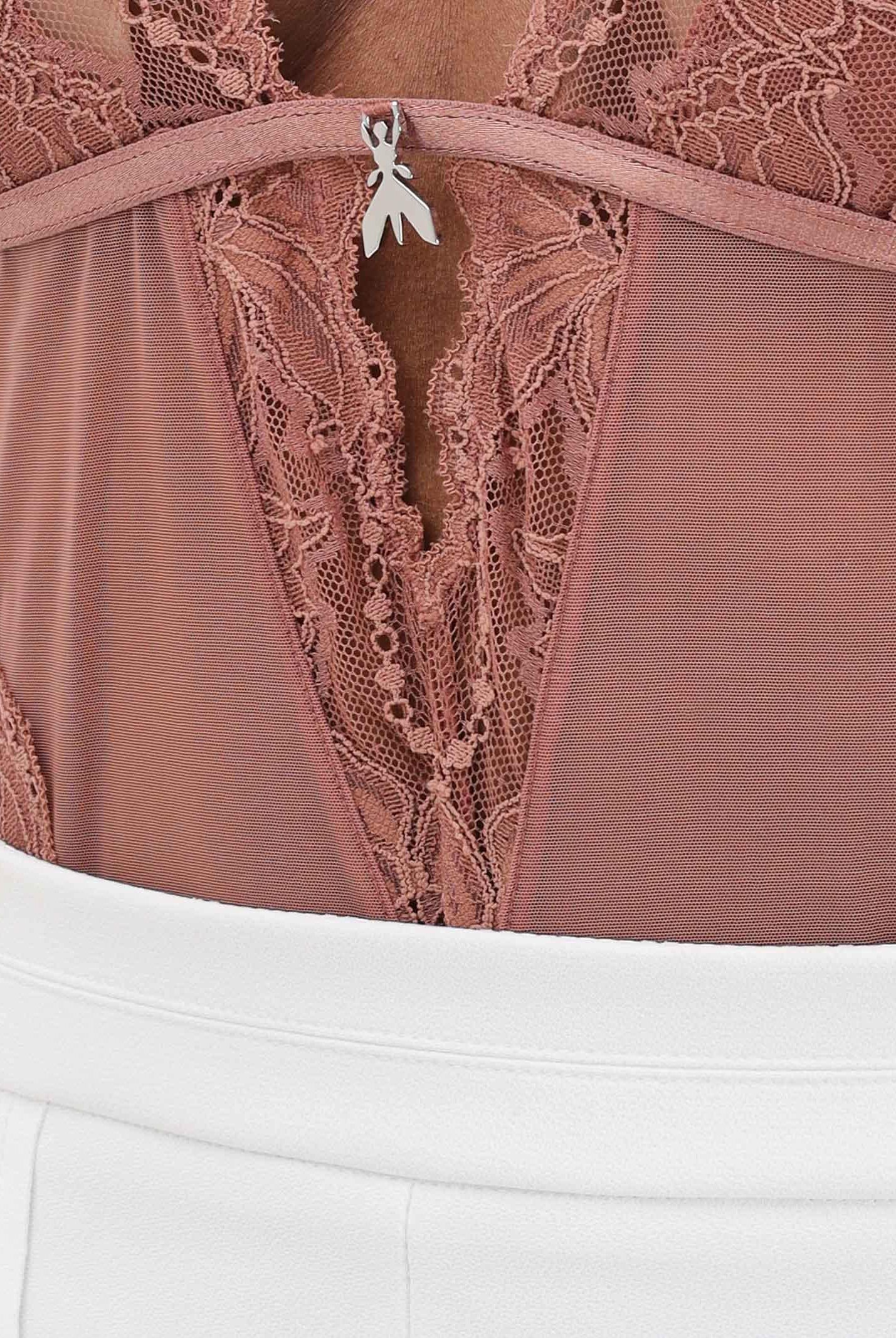 PATRIZIA PEPE Body in tulle e pizzo stretch terracotta da donna 2I0143A602 B885 PATRIZIA PEPE