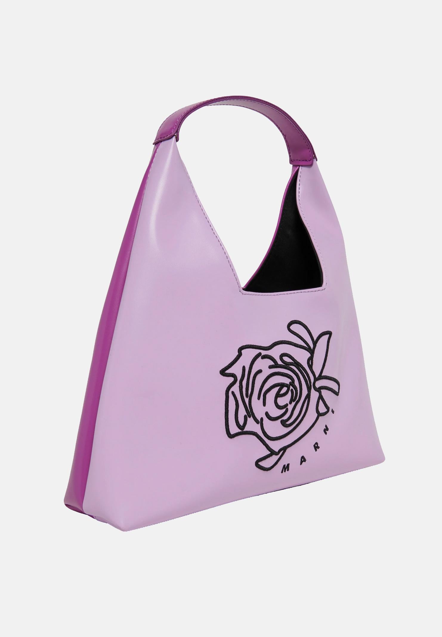 MARNI Borsa a mano Diamond lilla e viola da donna con motivo floreale ricamato M01837M00TK 0M612 MARNI