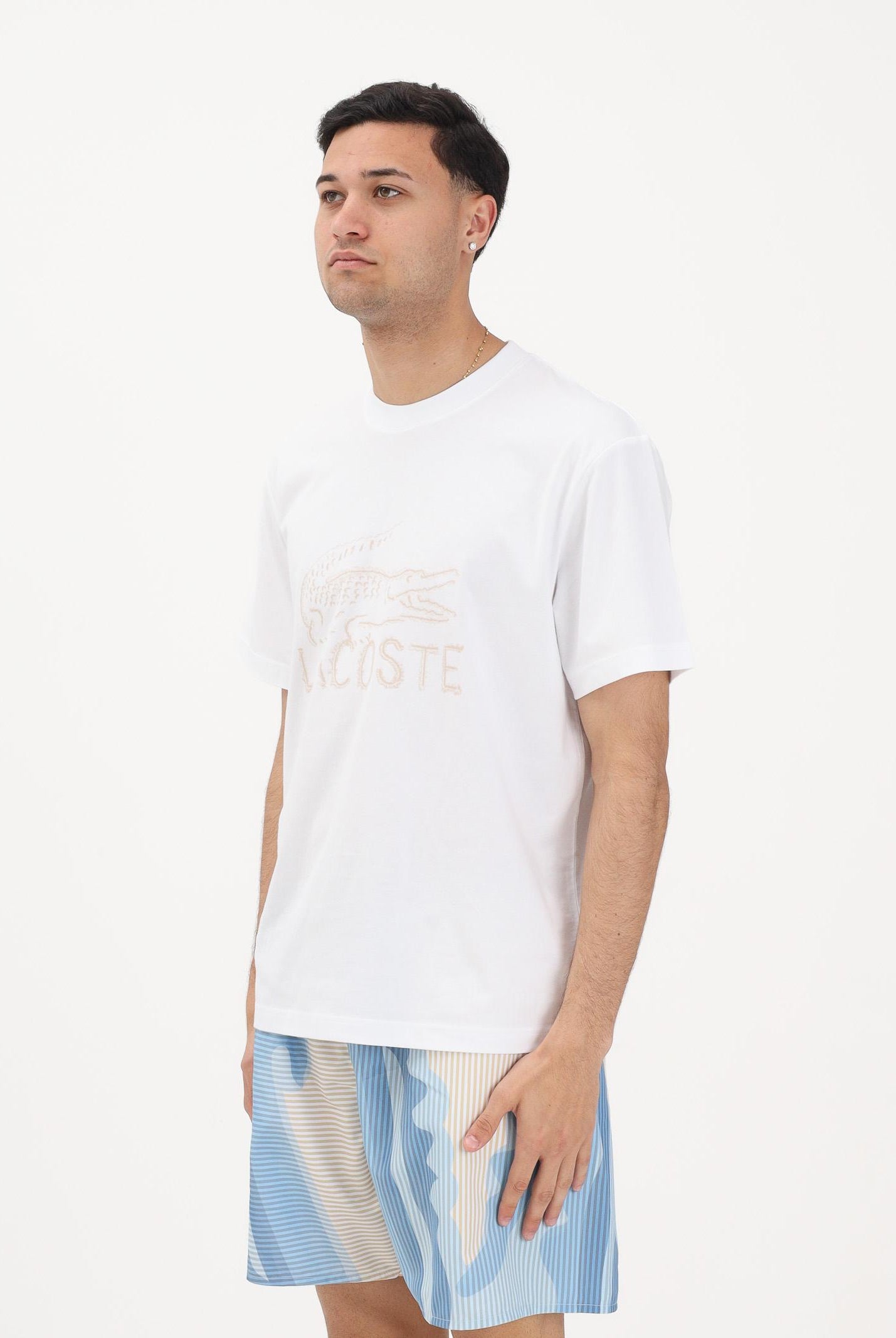 LACOSTE T-shirt a manica corta bianca da uomo con stampa<BR/> TH1427 001 LACOSTE