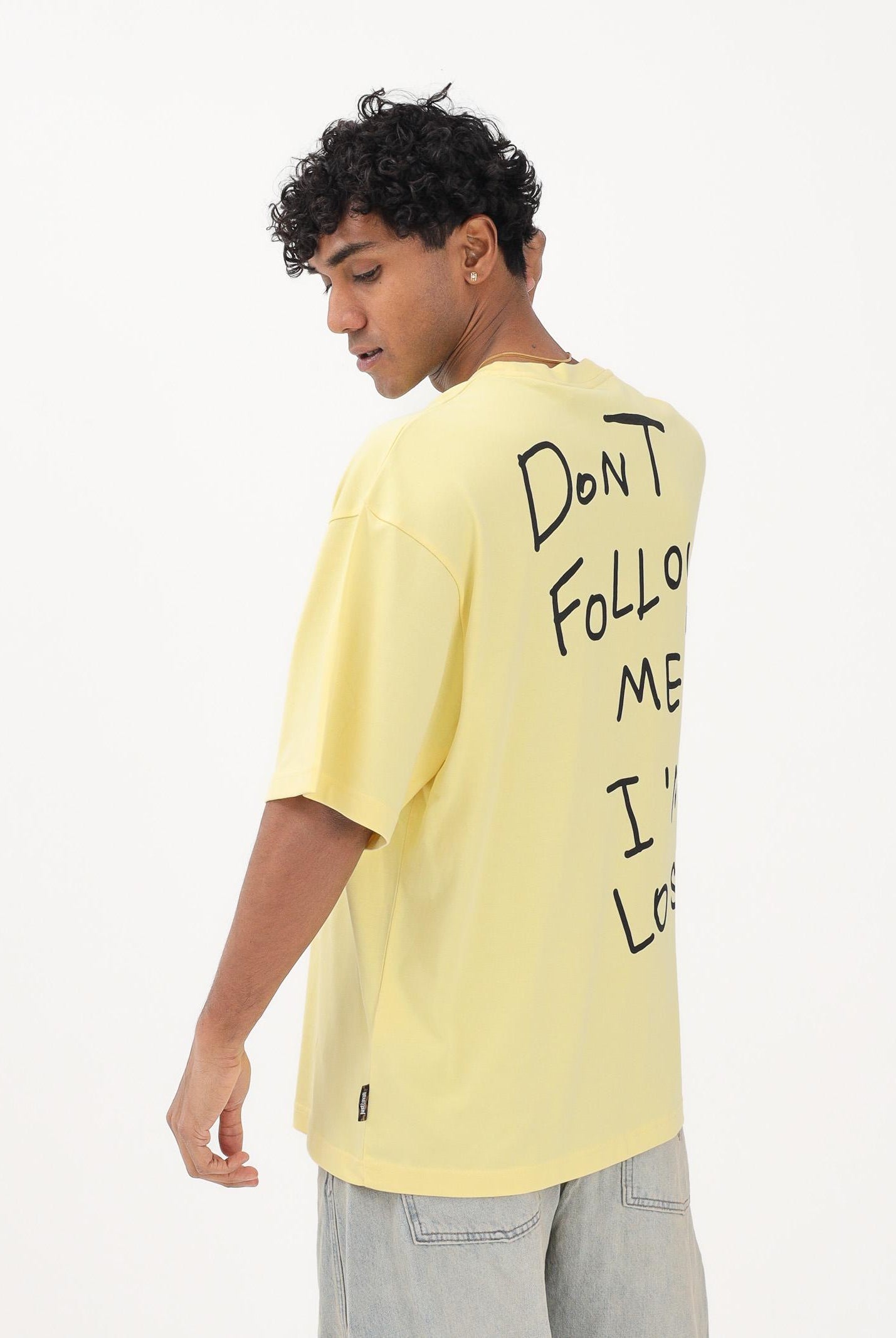 JUST CAVALLI T-shirt a manica corta gialla da uomo con stampa sul retro 80OAHE26CJ118 644 JUST CAVALLI