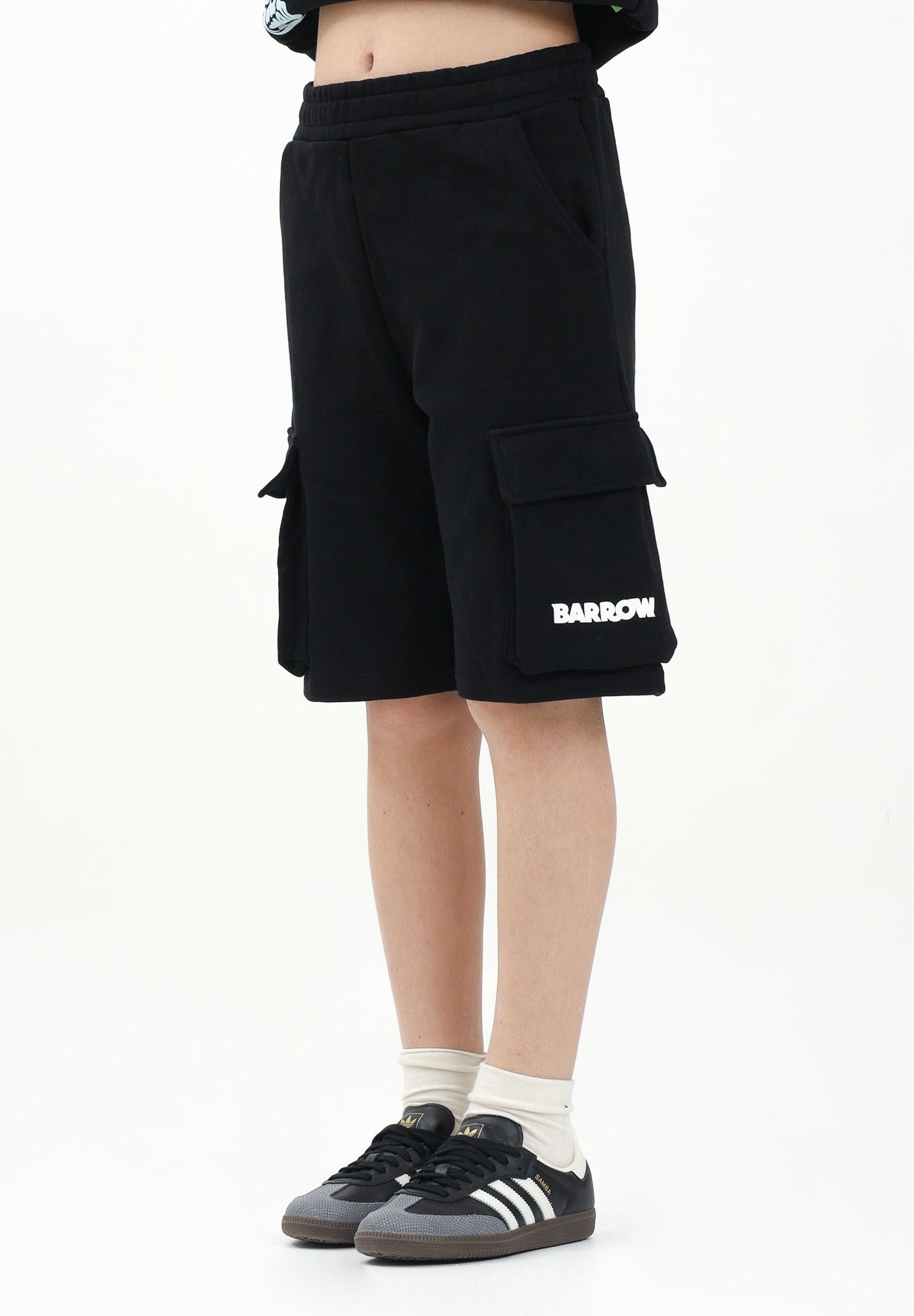 BARROW Shorts sportivo nero per donna, ragazzi e bambini con stampa logo S5BKJUBE084 110 BARROW