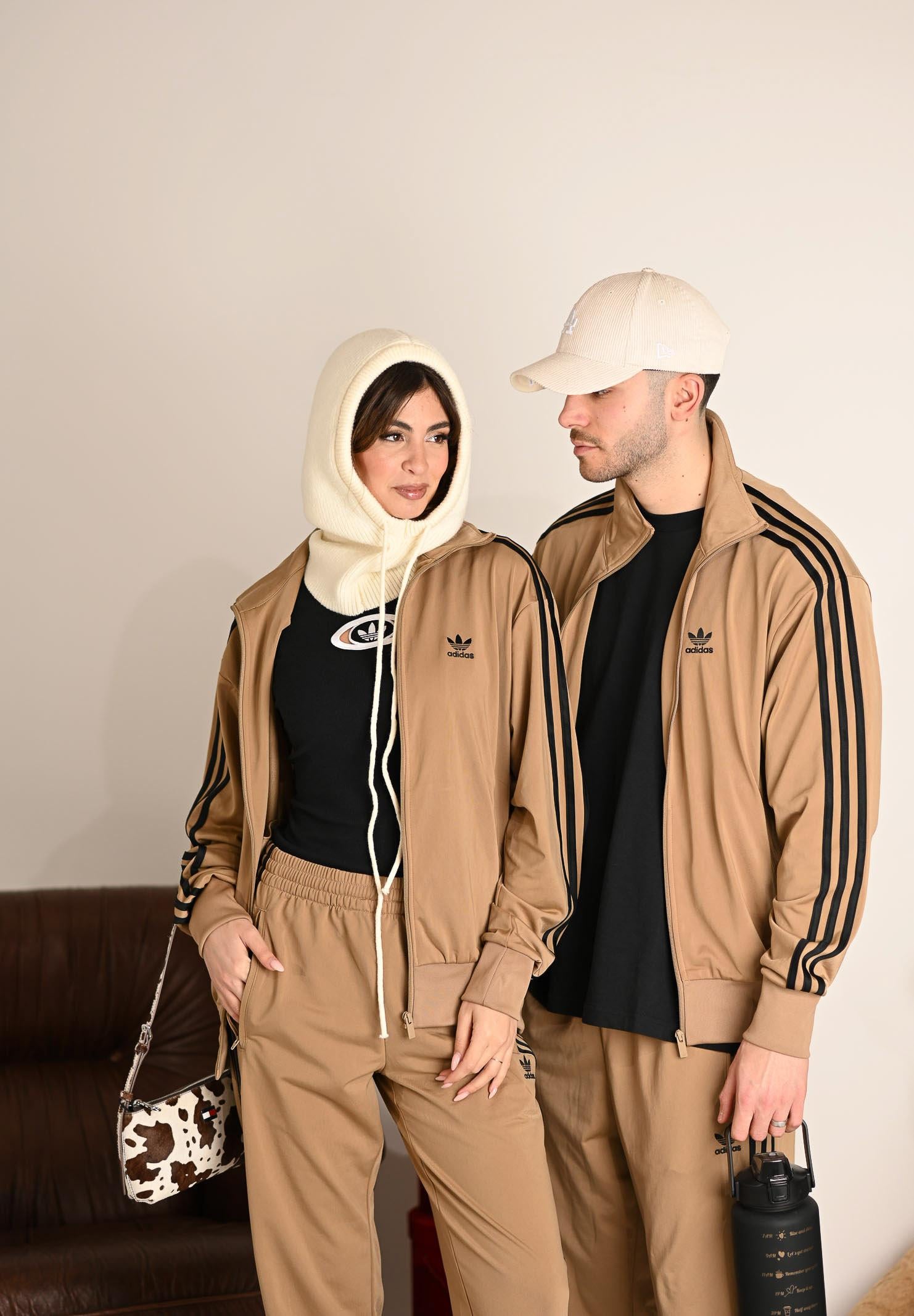 ADIDAS ORIGINALS Felpa con zip adicolor Classics Firebird beige da uomo JY6366 . ADIDAS ORIGINALS