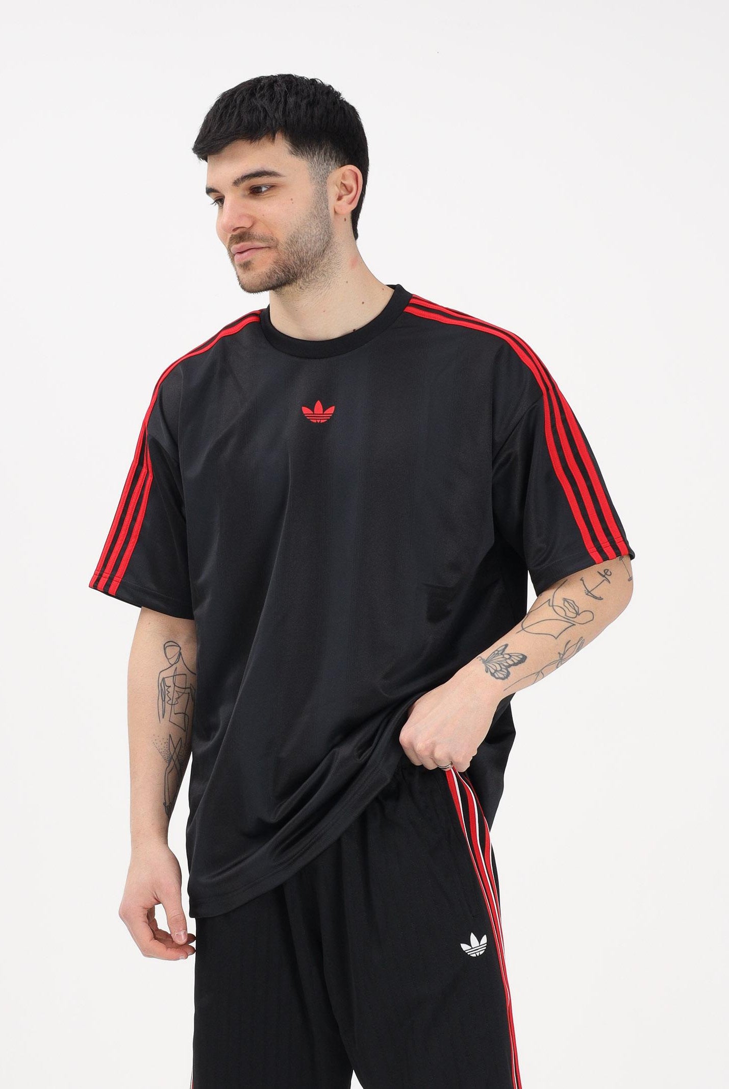 ADIDAS ORIGINALS T-shirt a manica corta Adicolor Jacquard nera da uomo KD5831 . ADIDAS ORIGINALS