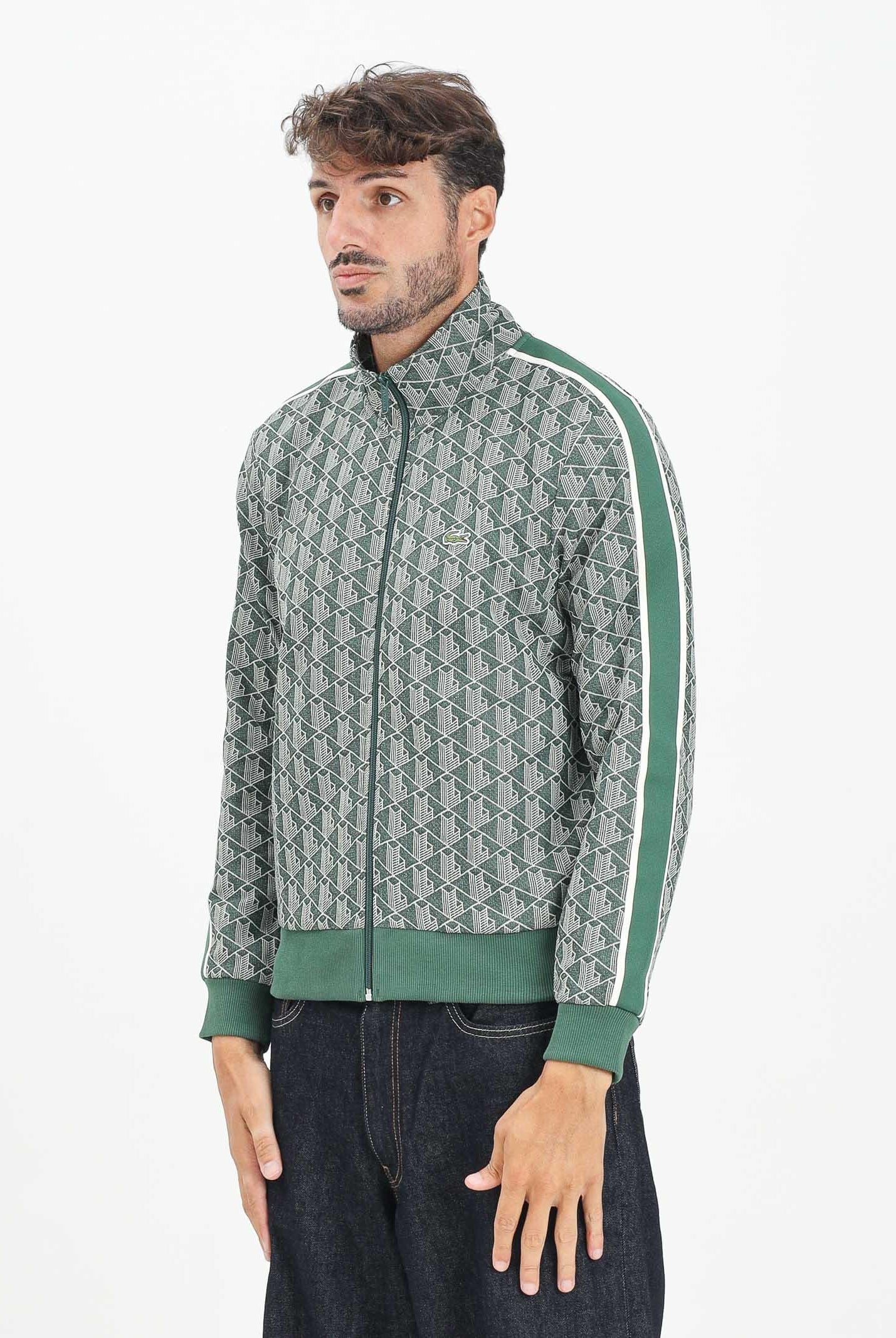 LACOSTE Felpa con zip Paris verde da uomo SH1368 D1R LACOSTE